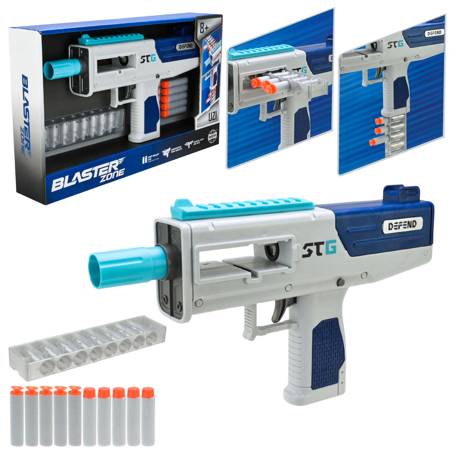 Автомат UZI арт. WY2106B (30шт) стреляет поролоновыми пулями,  короб. 37,5*22,7*6,5см