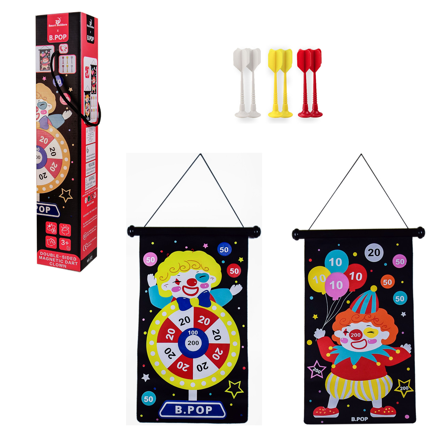 Дартс арт. 372 (24 шт)магнітний тканинний двохсторонній з 6 дротиками короб.