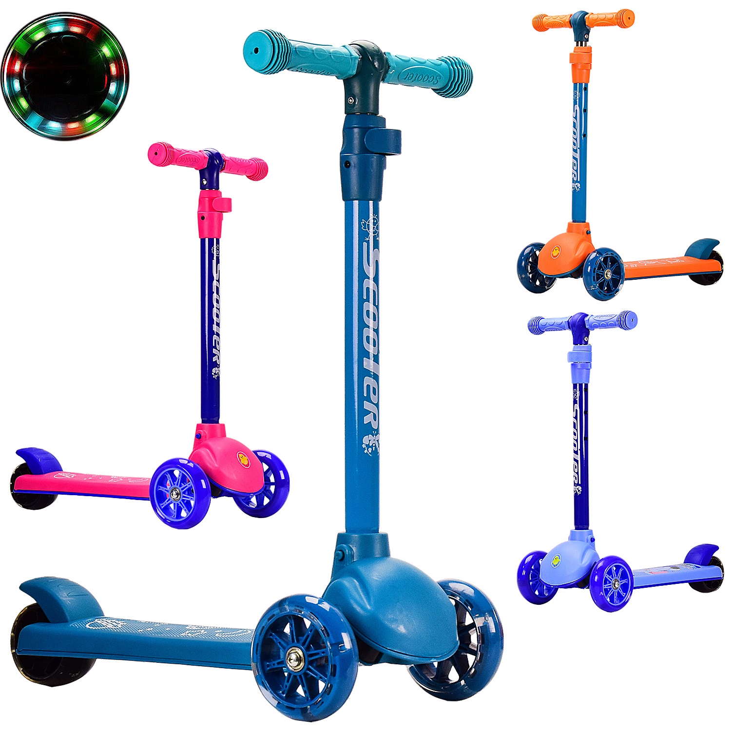 Самокат дитячий 3-х коліс. арт. HS2020 (6 шт) колеса PU світло, 4 кольори