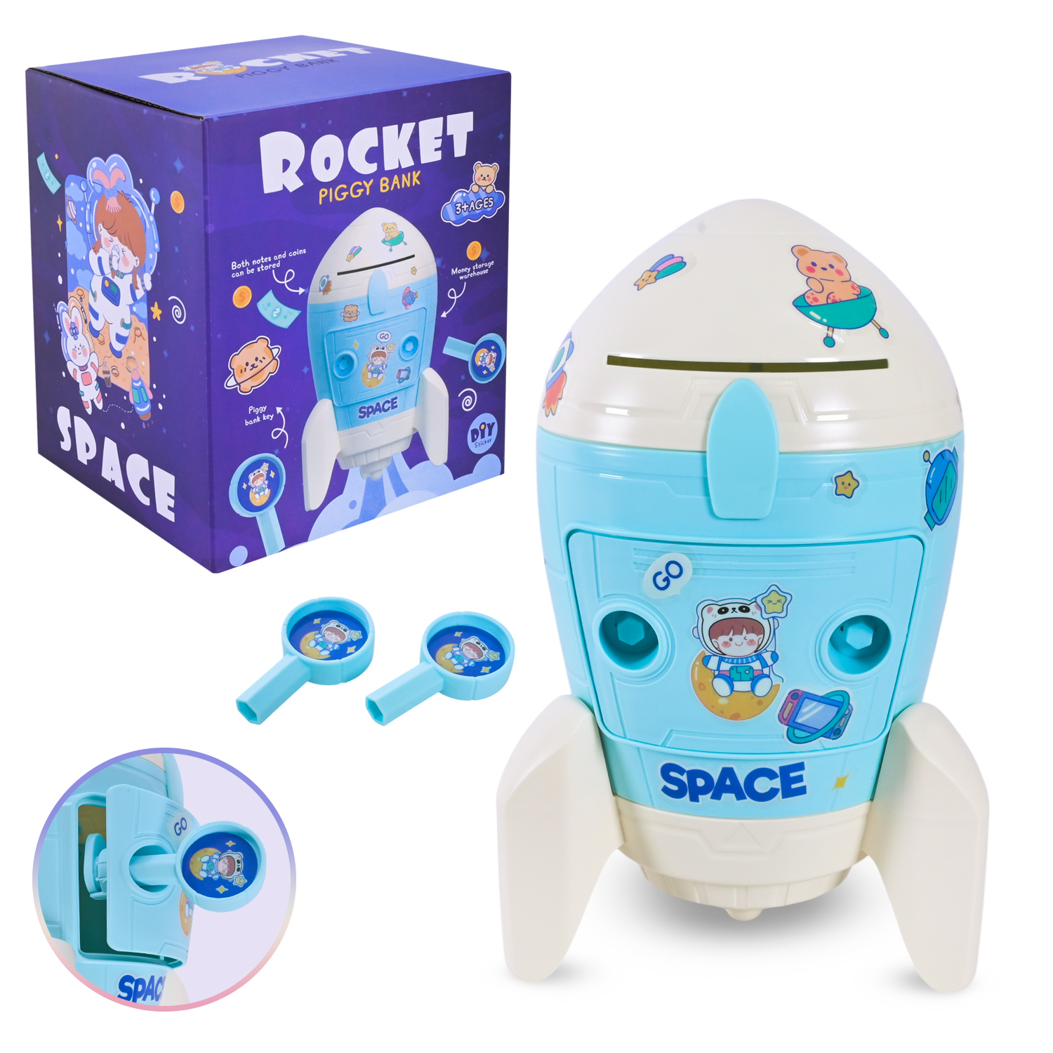 Сейф арт. 10001A (60шт/2)   у вигляді ракети, наліпки короб. 19,5*14,5*16,5