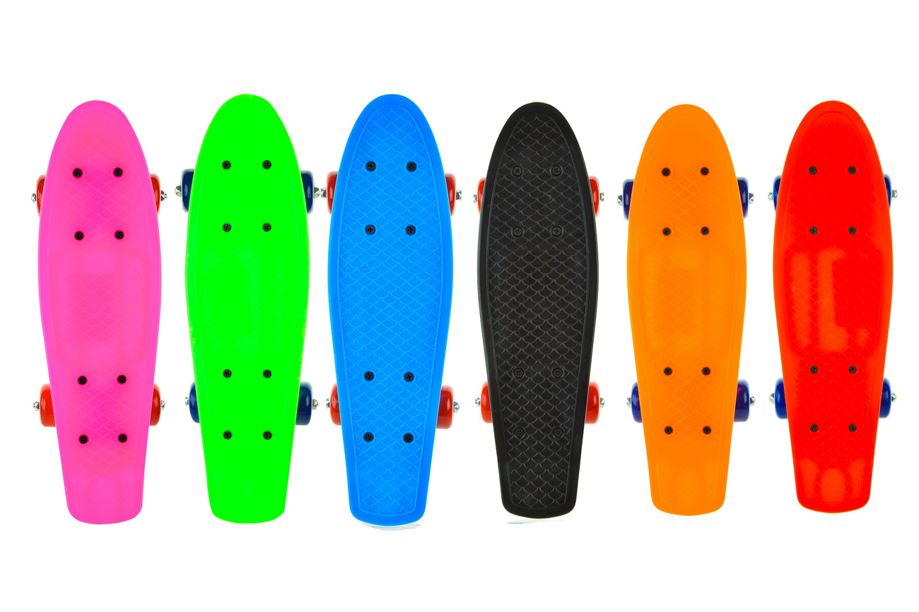 Пенні борд  арт. JP-HB-10V (12шт) пластік.крепленіе, колеса 4 см PVC, 42 * 13 см, 6 кольорів