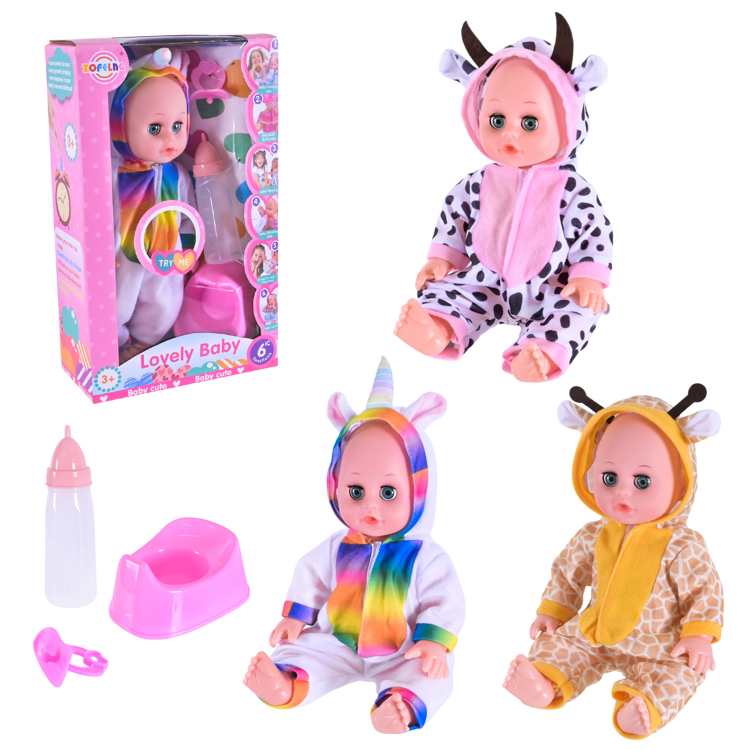 Пупс муз арт. L005-14/19/20 (40шт/2)батар. функц, мікс 3 види, аксес короб. 20*9*33см