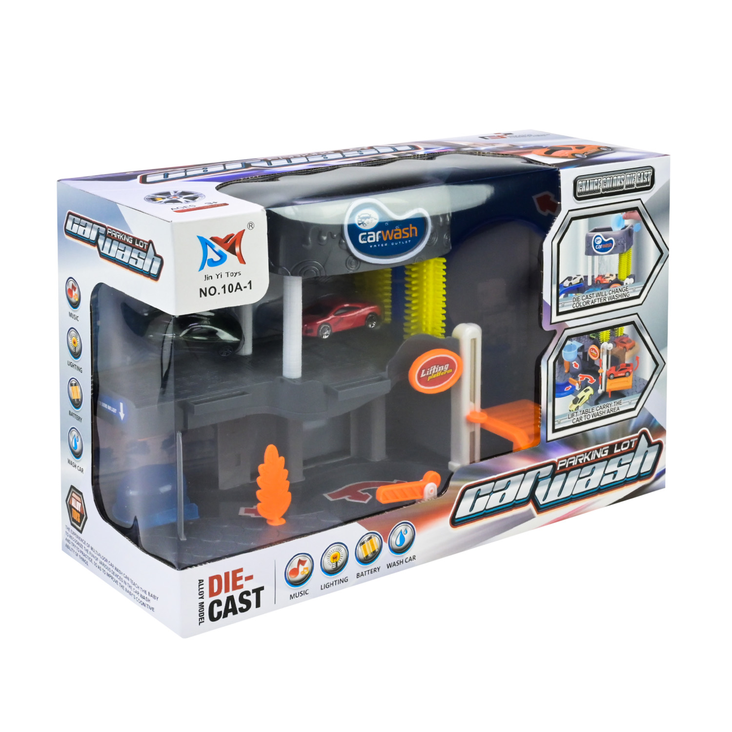 Паркінг арт. 10A-1 (12шт) батар. світло, звук, вода, "Мийка машин", короб. 43,3*15,6*26,6см