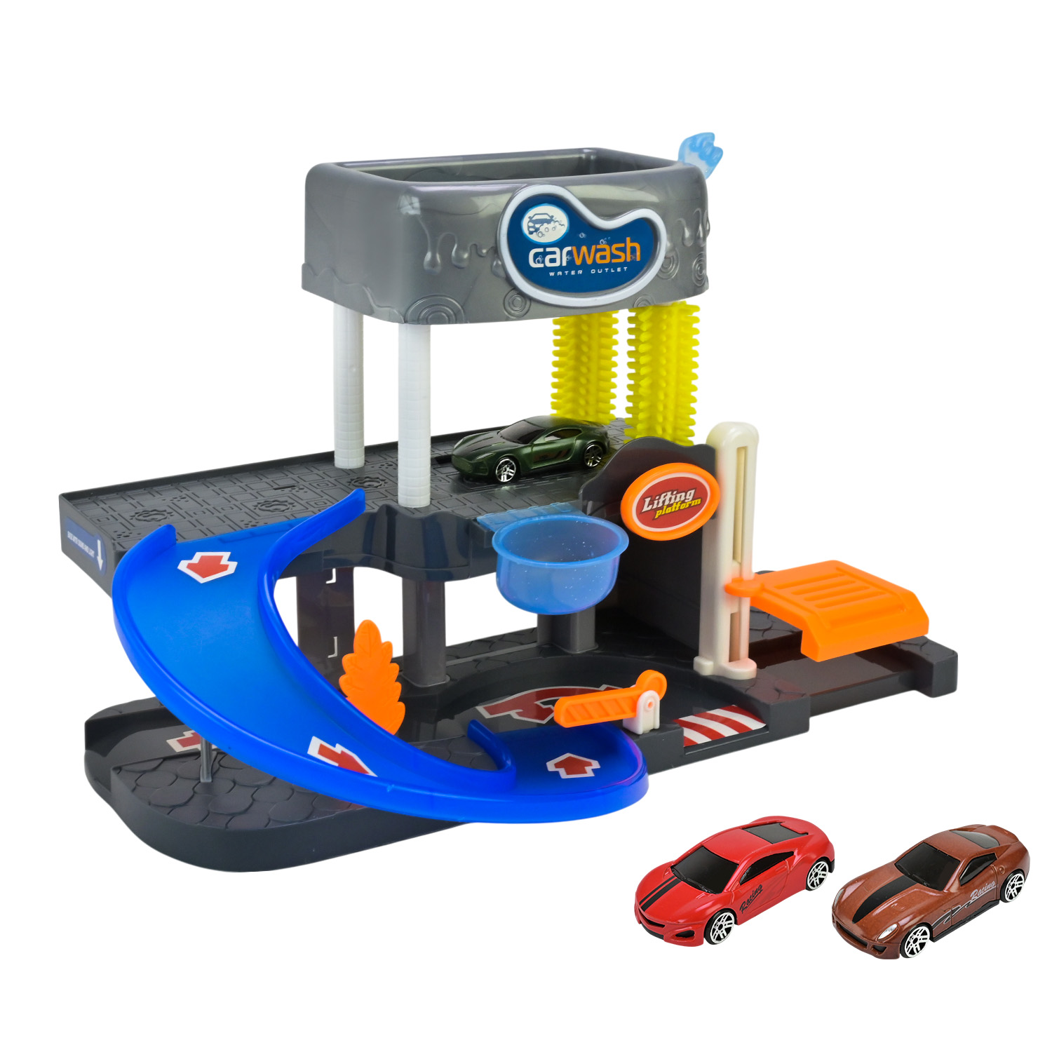 Паркінг арт. 10A-1 (12шт) батар. світло, звук, вода, "Мийка машин", короб. 43,3*15,6*26,6см