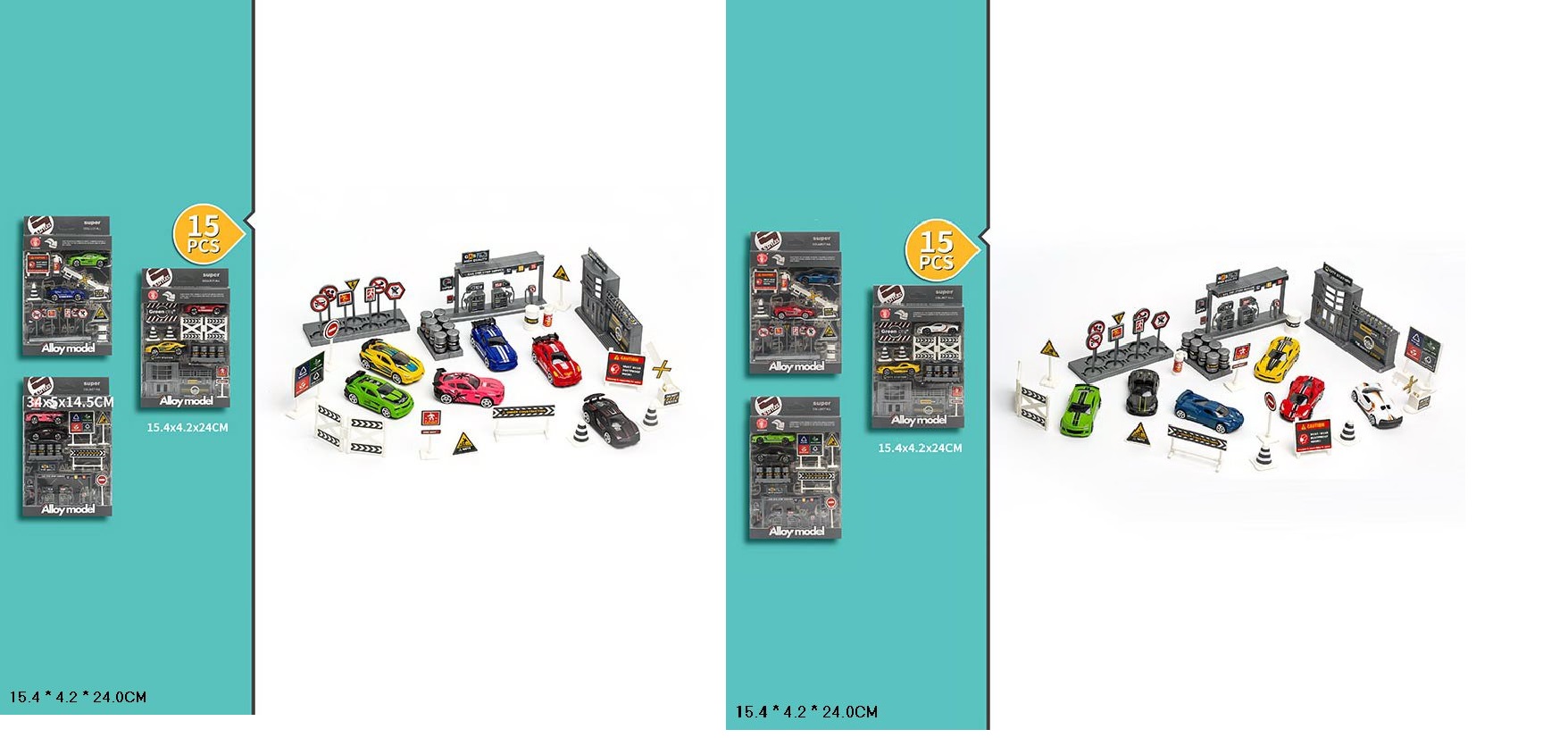Набір транспорту метал арт. 2127/2127A (144шт/2) 2 види, 15елементів в наборі, короб. 15,4*4,2*24см