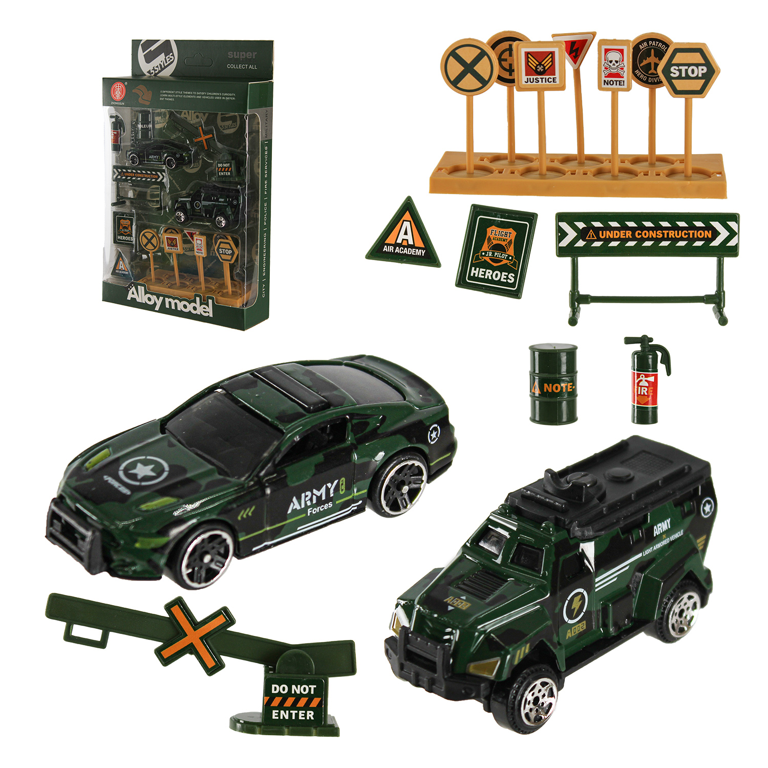 Набір військових метал арт. 2627 (144шт/2) 3вида, 15елементів в наборі, короб. 15,4*4,2*24см