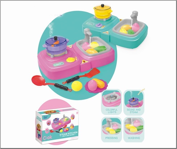 Кухня набір арт. QC-5B (18шт/2) плита,кран з водою,посуд, короб.33*21*13,6 см