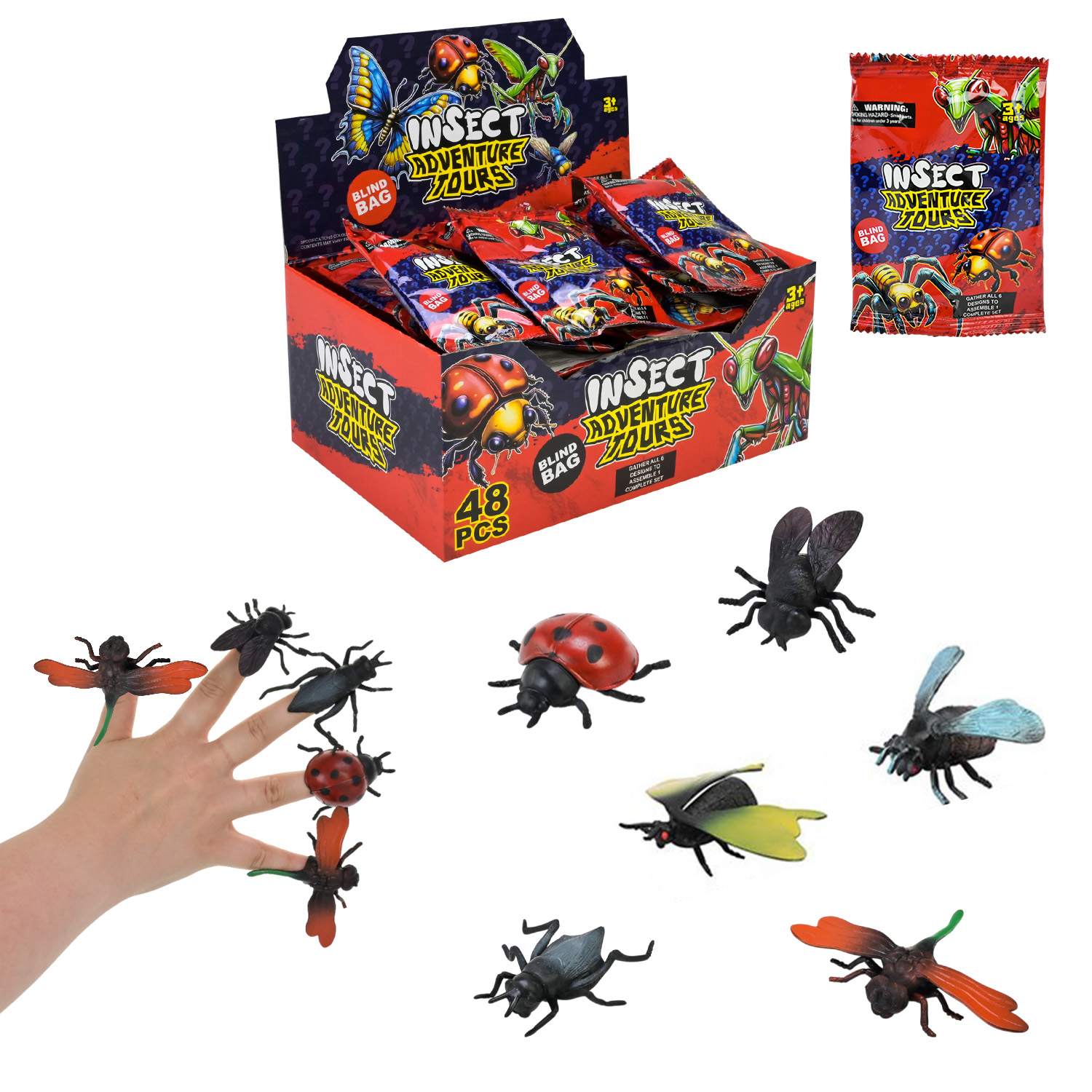 Тварини арт. BY568-956 (1152шт/2) рептилії,  р-р 6*9*1,5см, 24 бокса по 48 шт.пакет12*9см, бокс 25*17*11см.