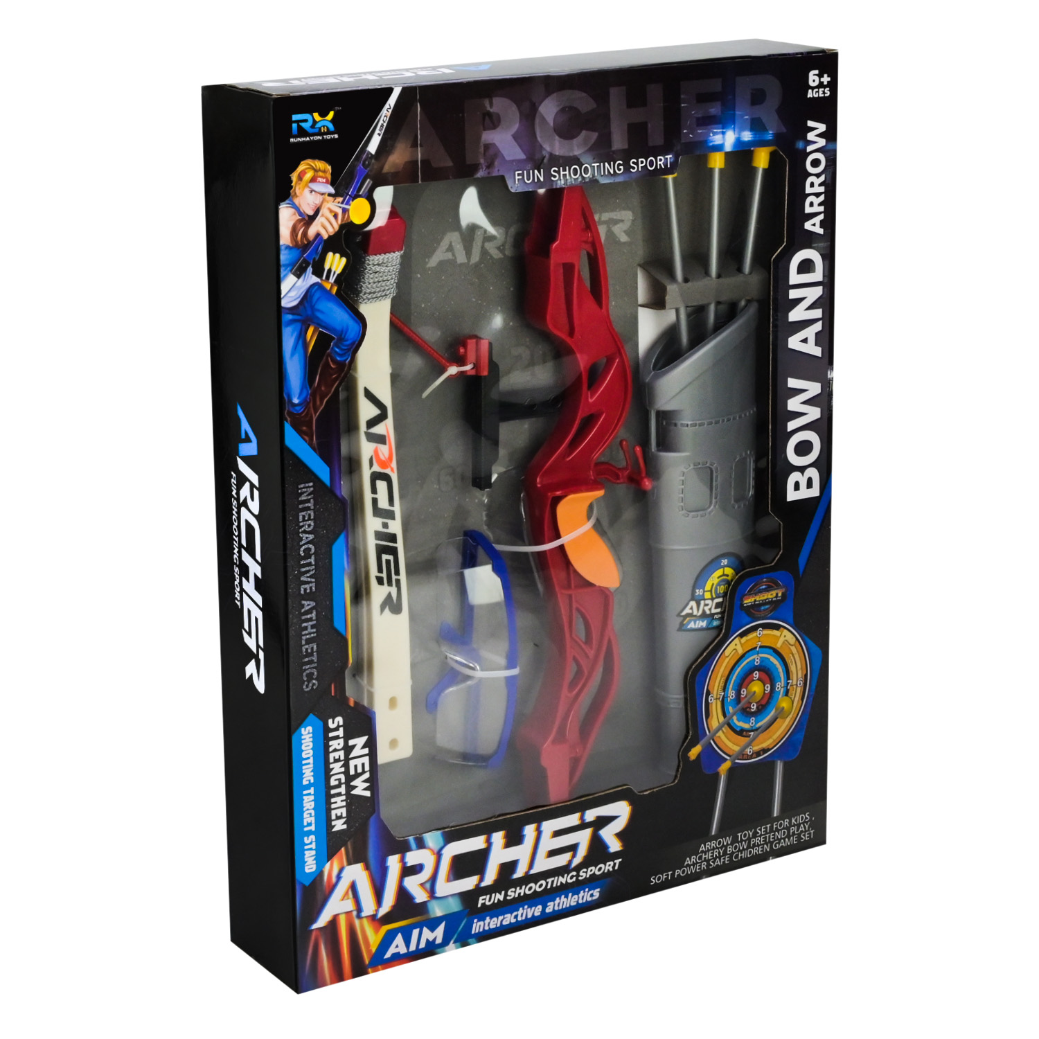 Арбалет арт. RHY-010D (18шт) 3 кольори, тир з мішенями, 3 стріли на присосках, сагайдак, открита кор 40*88*9,1см