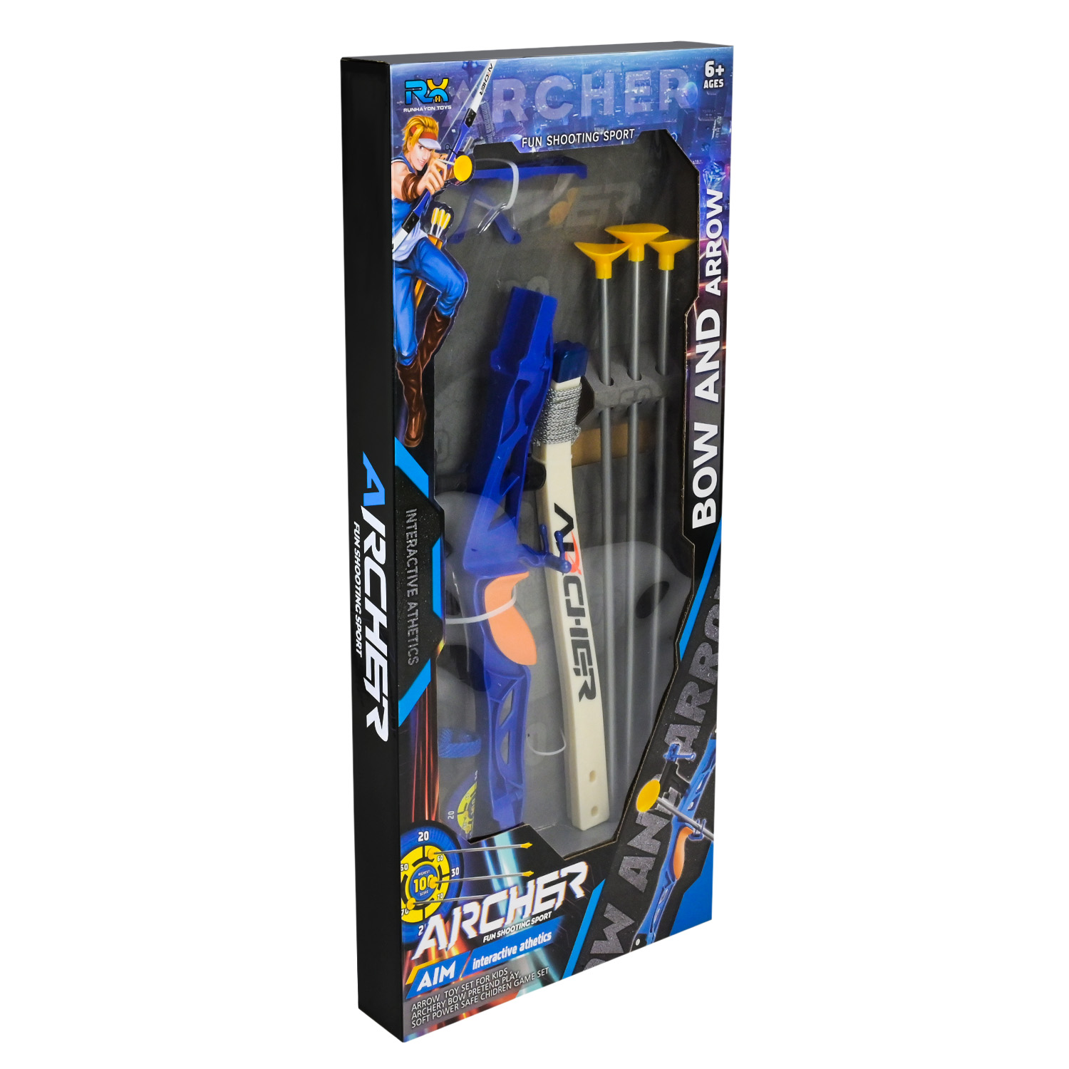 Арбалет арт. RHY-001B (24шт) 3 кольри, 3 стріли на присосках, сагайдак, окуляри, открита кор 28*62,5*6,7см