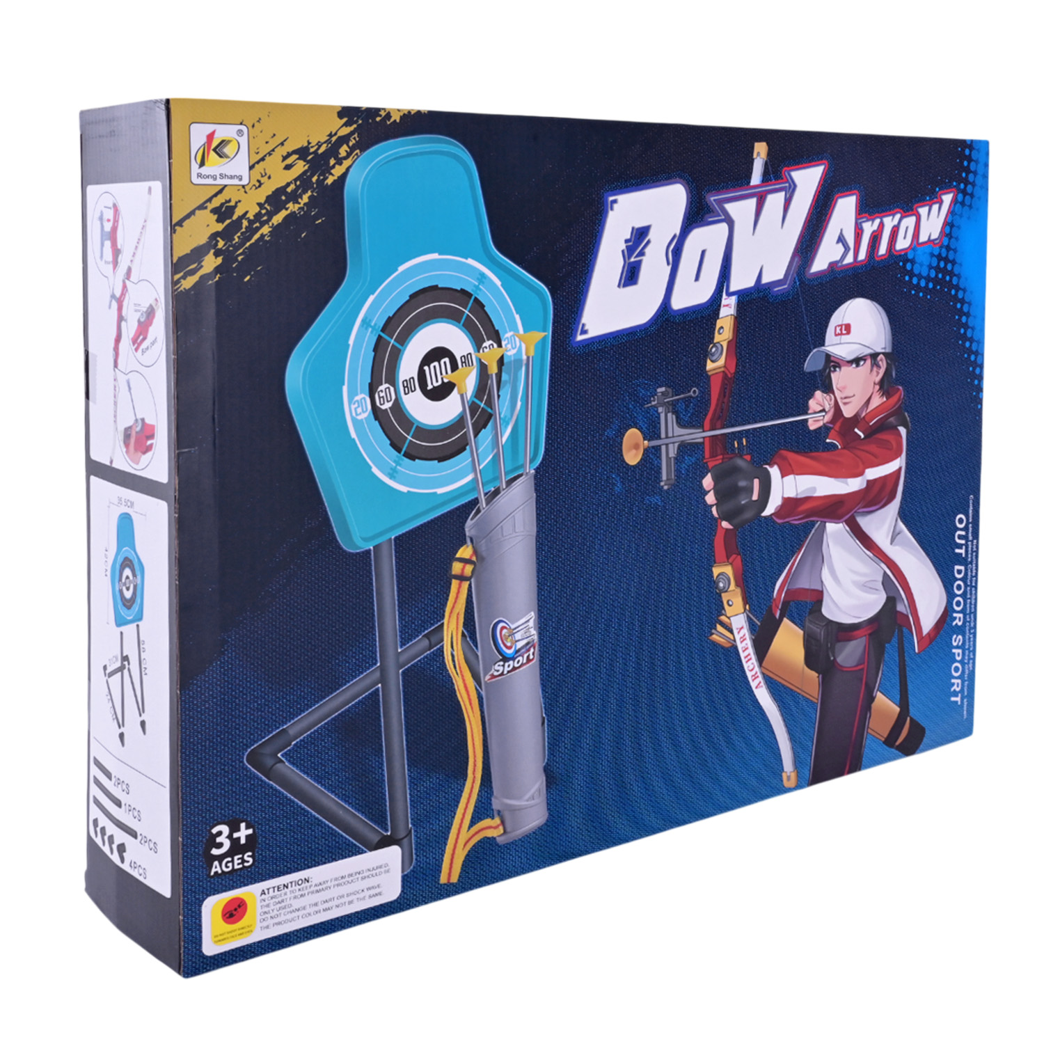 Лук арт. 800D/801D (16шт/2) 2 кольри, 3 стріли на присосках, сагайдак, тир з мішенью, кор 50*36,6*9,9см