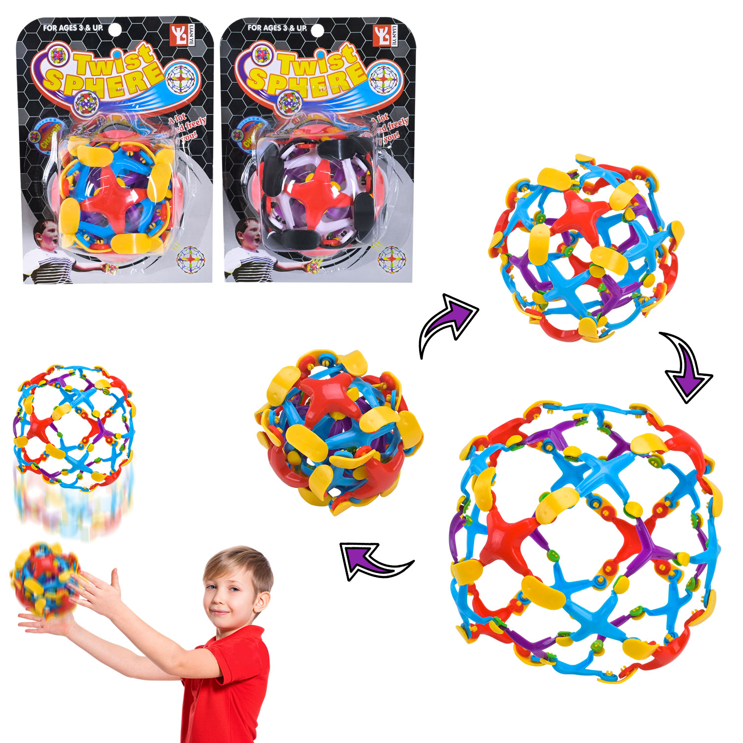 Куля - трансформер арт. 36911 (480шт/2) 2 кольори мікс, розкривається в повітрі, планшет 12*6*16,5 см