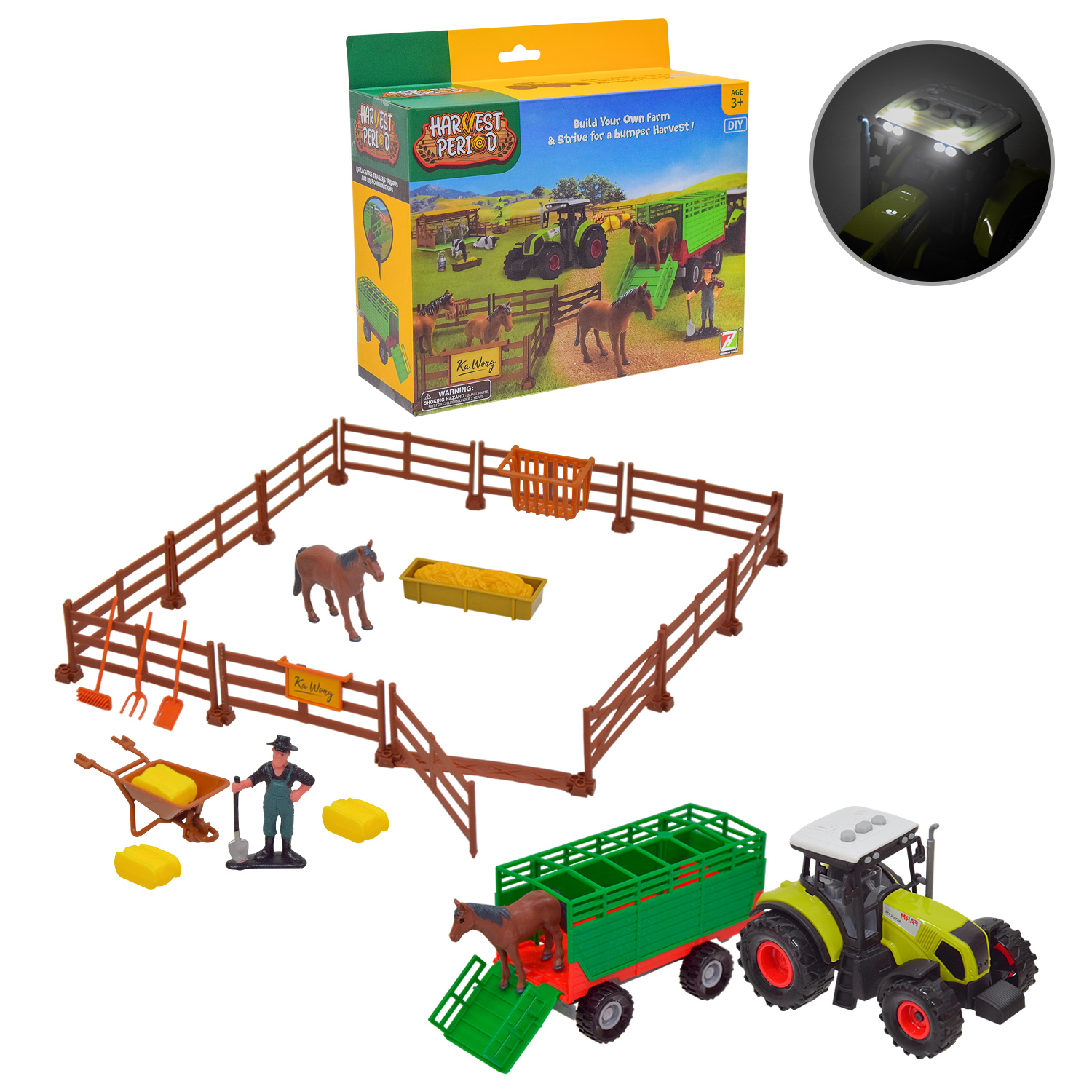 Іграшковий набір "Ферма" арт. 550-4K (24шт/2) трактор з причепом,фігурки,інструменти,короб. 24*18,5*9см