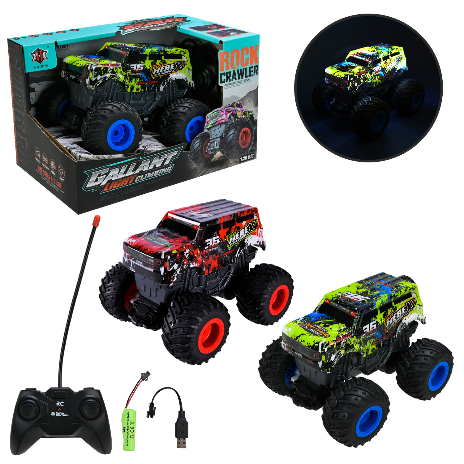 Машина р/к арт. 000-021 (36шт/2)  акум.,2кольори, світло, usb-зарядка, короб. 26,5*17*16,8см