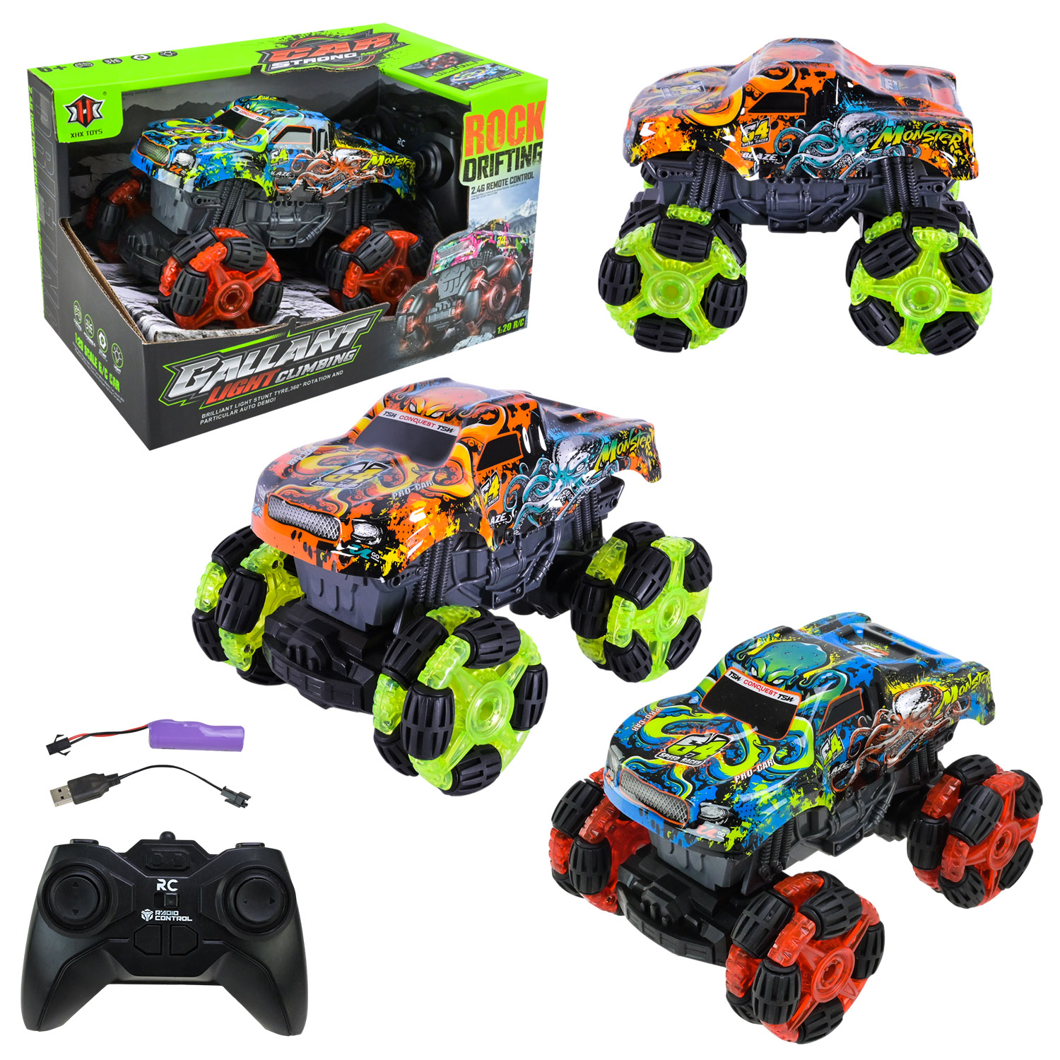 Машина р/к арт. 000-031 (36шт/2)  акум.,2кольори, світло,usb-зарядка, короб. 26,5*17*16,8см