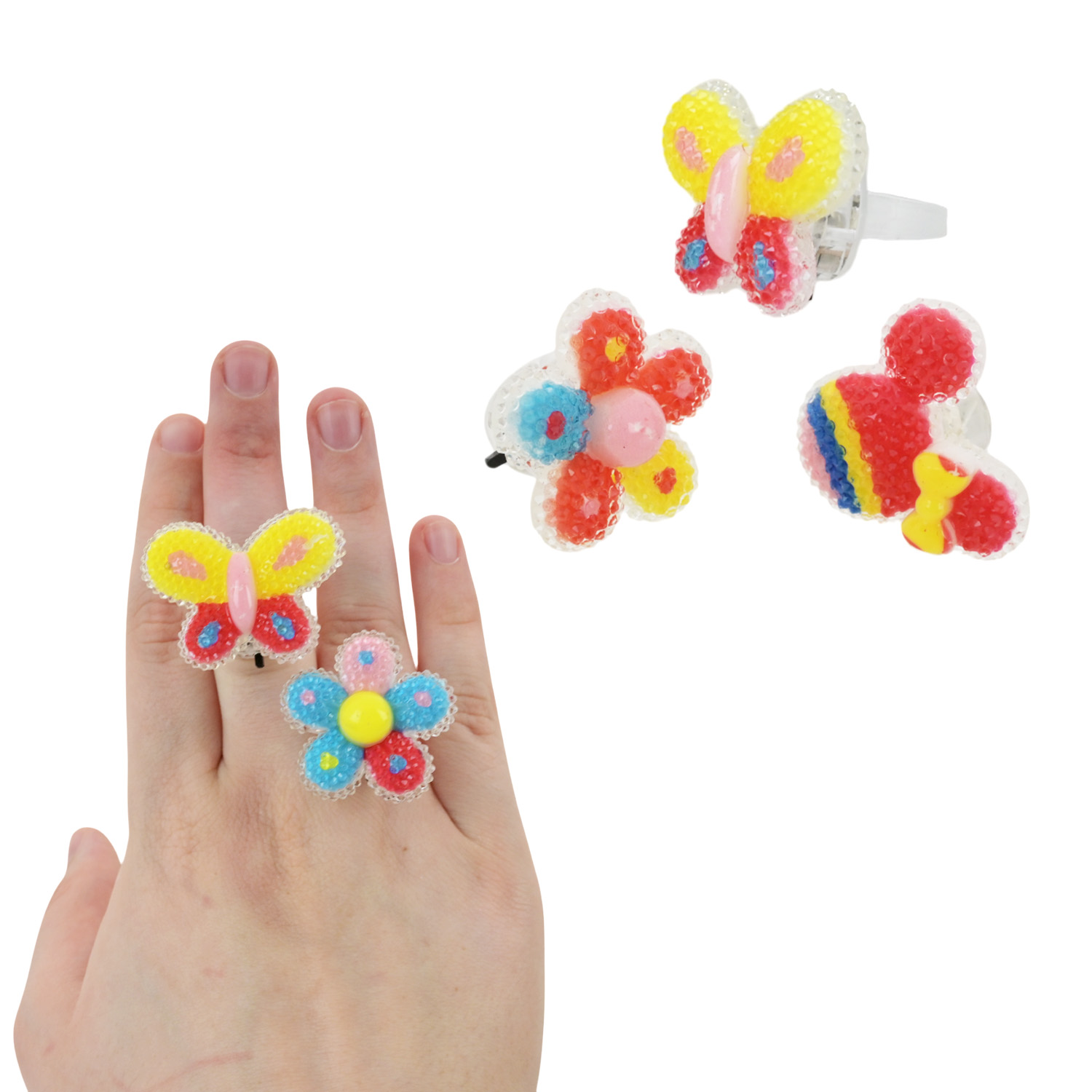 Аксесуари для дівчат арт. CEL-2412 (20шт) батар. мікс видів, кільця зі світлом,( ціна за коробку 25шт) короб. 20*15*3см