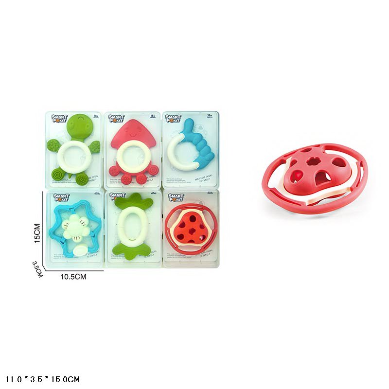 Брязкальце-прорізувач арт. S-A002 (144шт/2) 6 мікс,короб. 10,5*3,5*15см