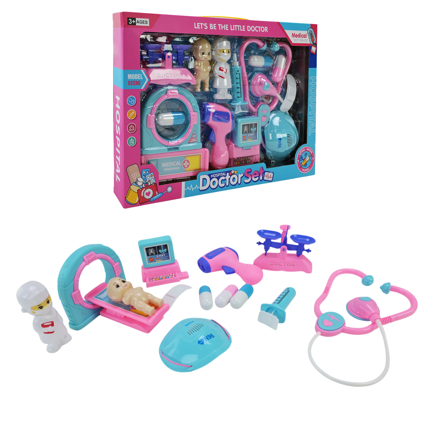 Лікар набір арт. 666-98 (48шт)  стетоскоп, шприц, лялька, аксес короб.43*5*30