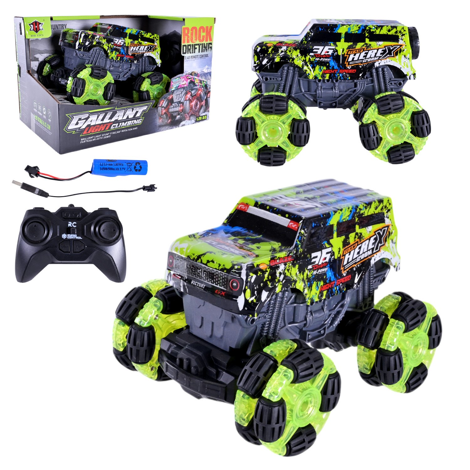 Машина р/к арт. 000-033 (36шт/2) акум.,2кольори, світло, usb-зарядка, короб. 26,5*17*16,8см