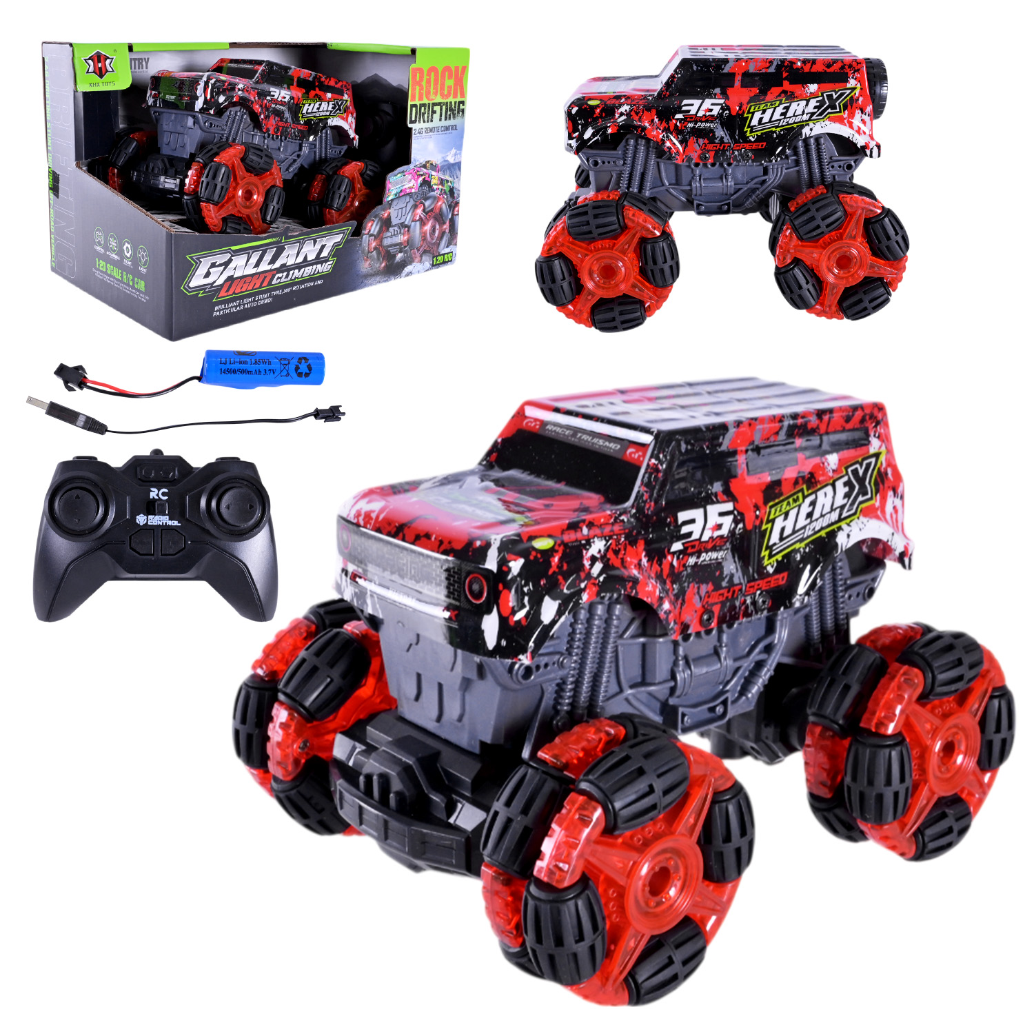 Машина р/к арт. 000-033 (36шт/2) акум.,2кольори, світло, usb-зарядка, короб. 26,5*17*16,8см