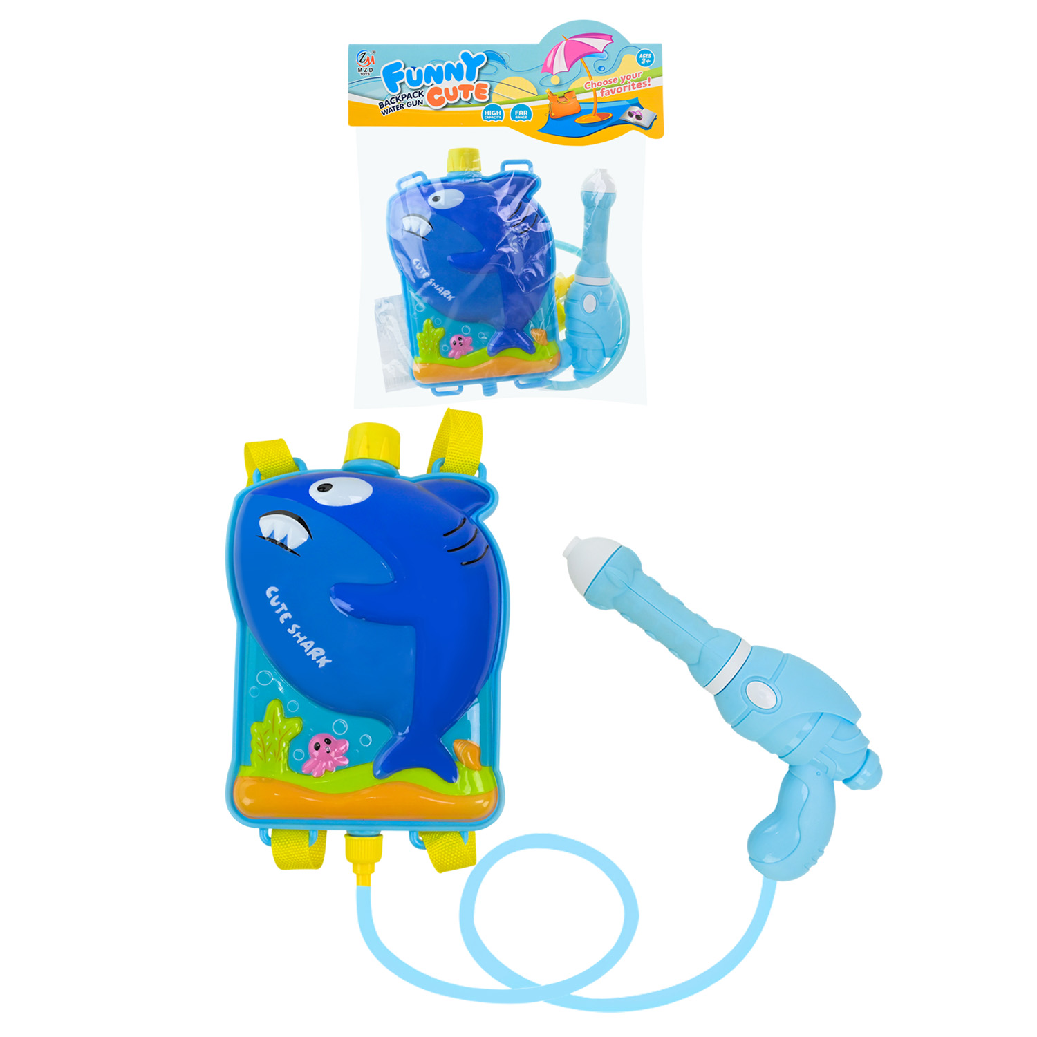 Водяний пістолет арт. M40-16 (96шт/2)  рюкзак  Акула на 1200 мл води,25*35 см у пакеті