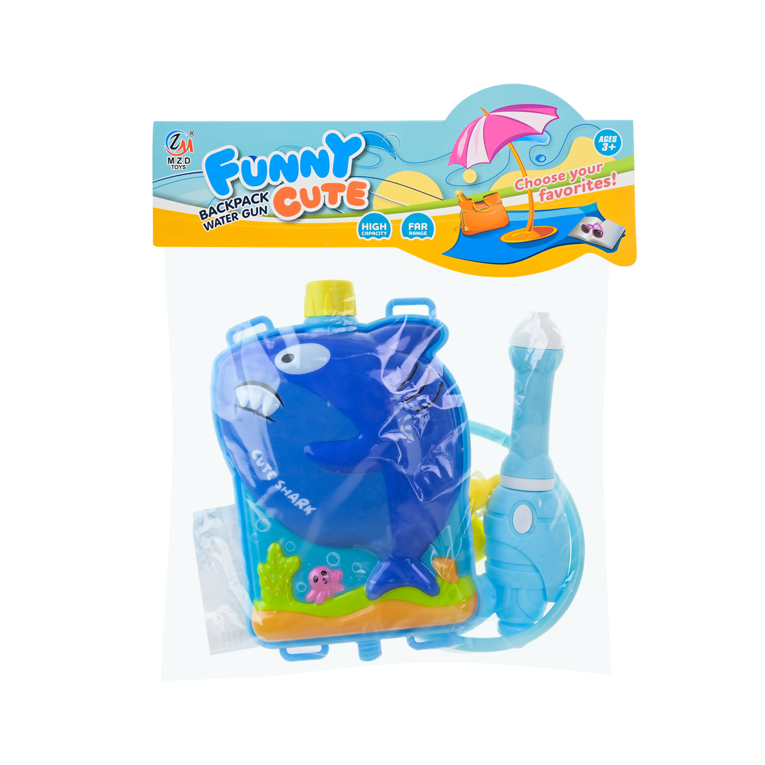 Водяний пістолет арт. M40-16 (96шт/2) рюкзак Акула на 1200 мл води,25*35 см у пакеті