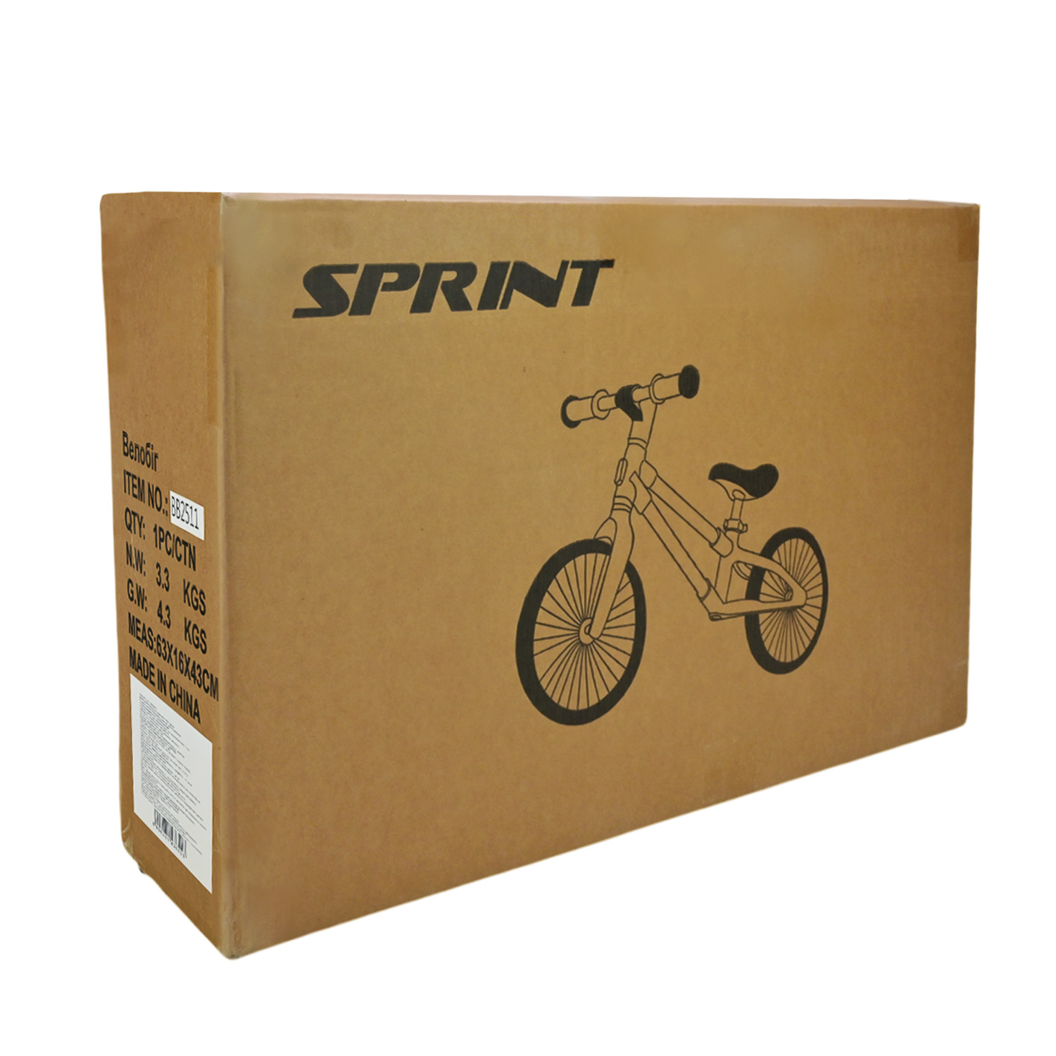 Велобіг арт. BB2511 (1шт) сталевий, колеса 12 дюймів PU,зелений у короб. 63*16*43 см