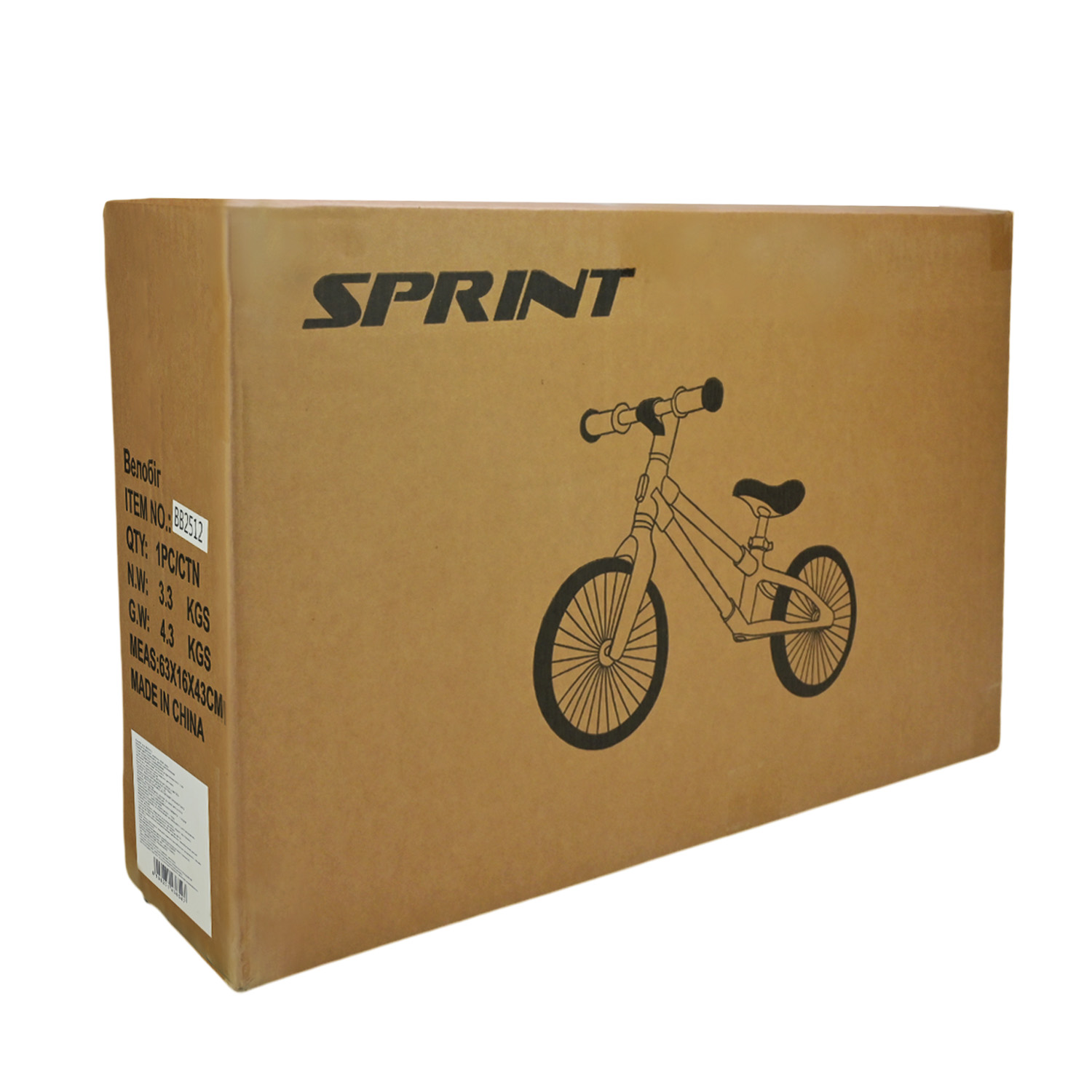 Велобіг арт. BB2512 (1шт) сталевий, колеса 12 дюймів PU,рожевий у короб. 63*16*43 см