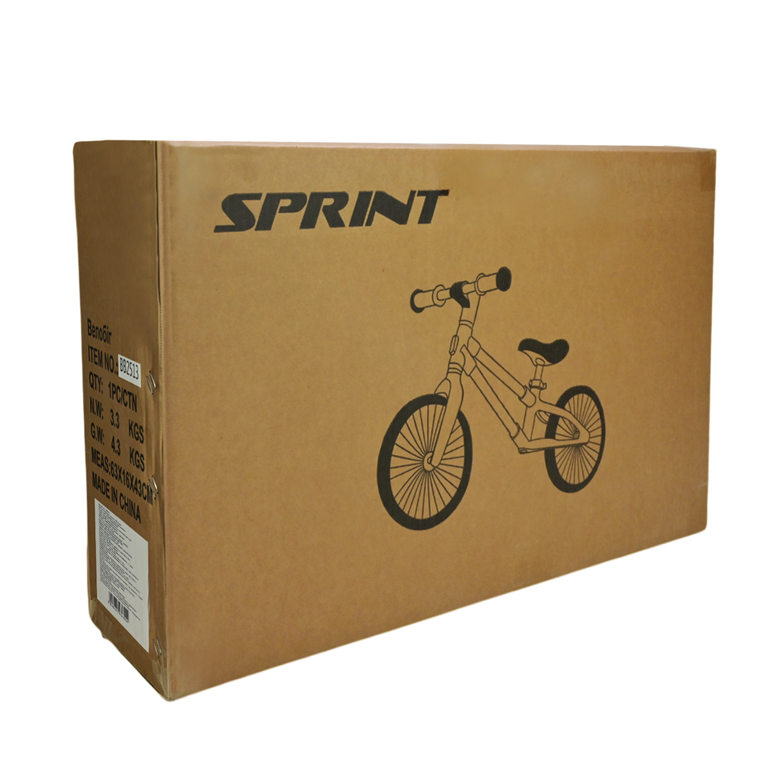 Велобіг арт. BB2513 (1шт) сталевий, колеса 12 дюймів PU,бежевий у короб. 63*16*43 см