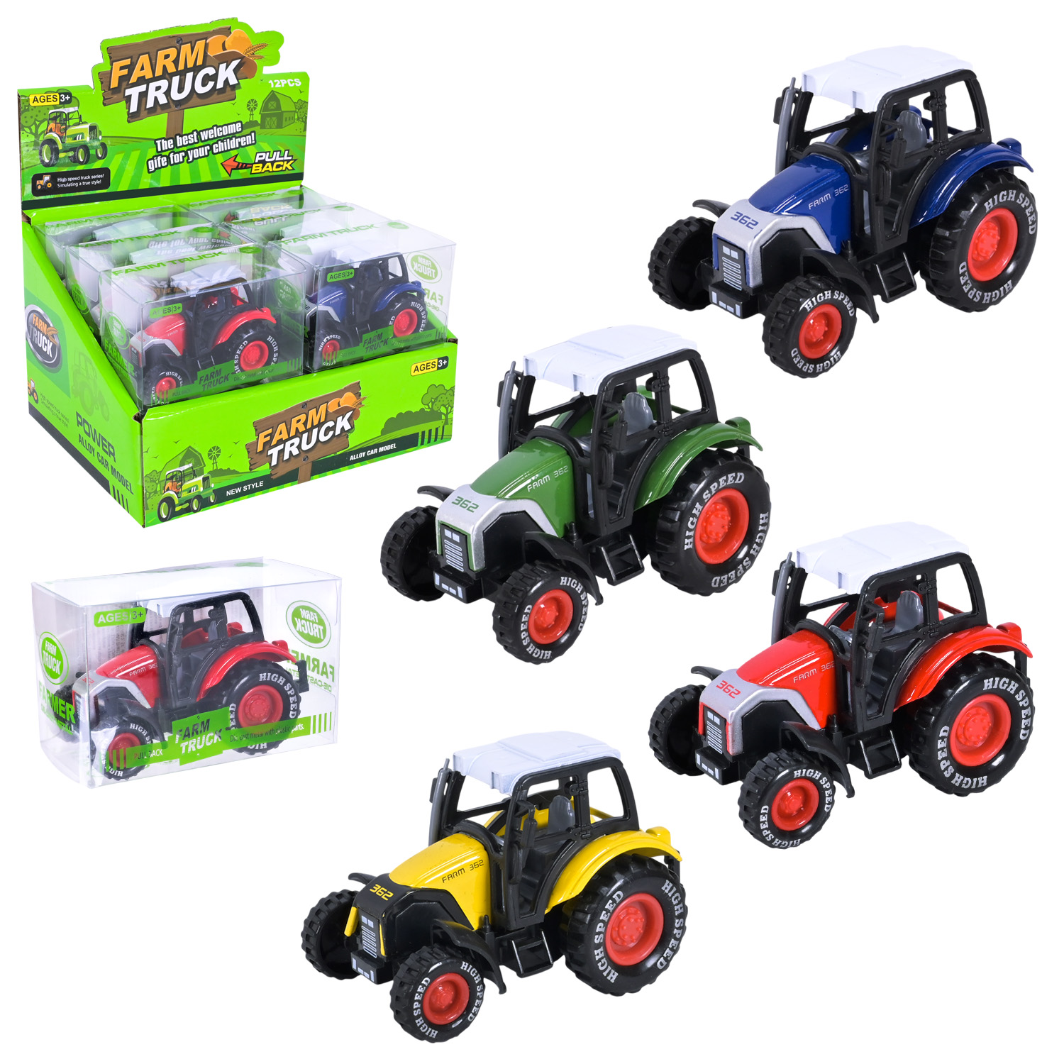 Трактор арт. 955-91 (288шт/2), 24уп*12шт 4 кольори, у дисплей боксі 17*13*10 см, у короб. 8*4*5 см