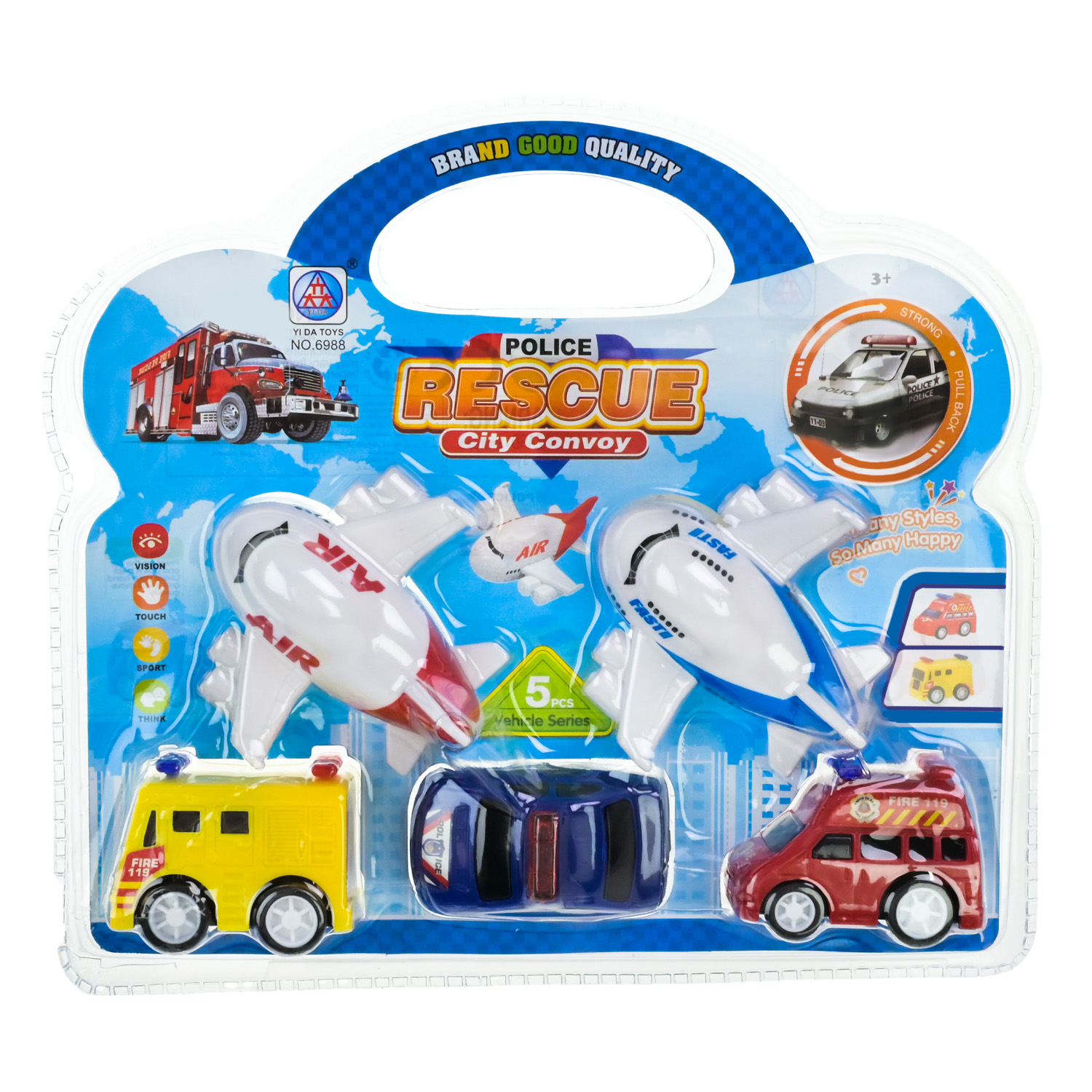 Набір транспорту арт. 6988 (192шт/2)  5 машинок під слюдою 21*3*19 см