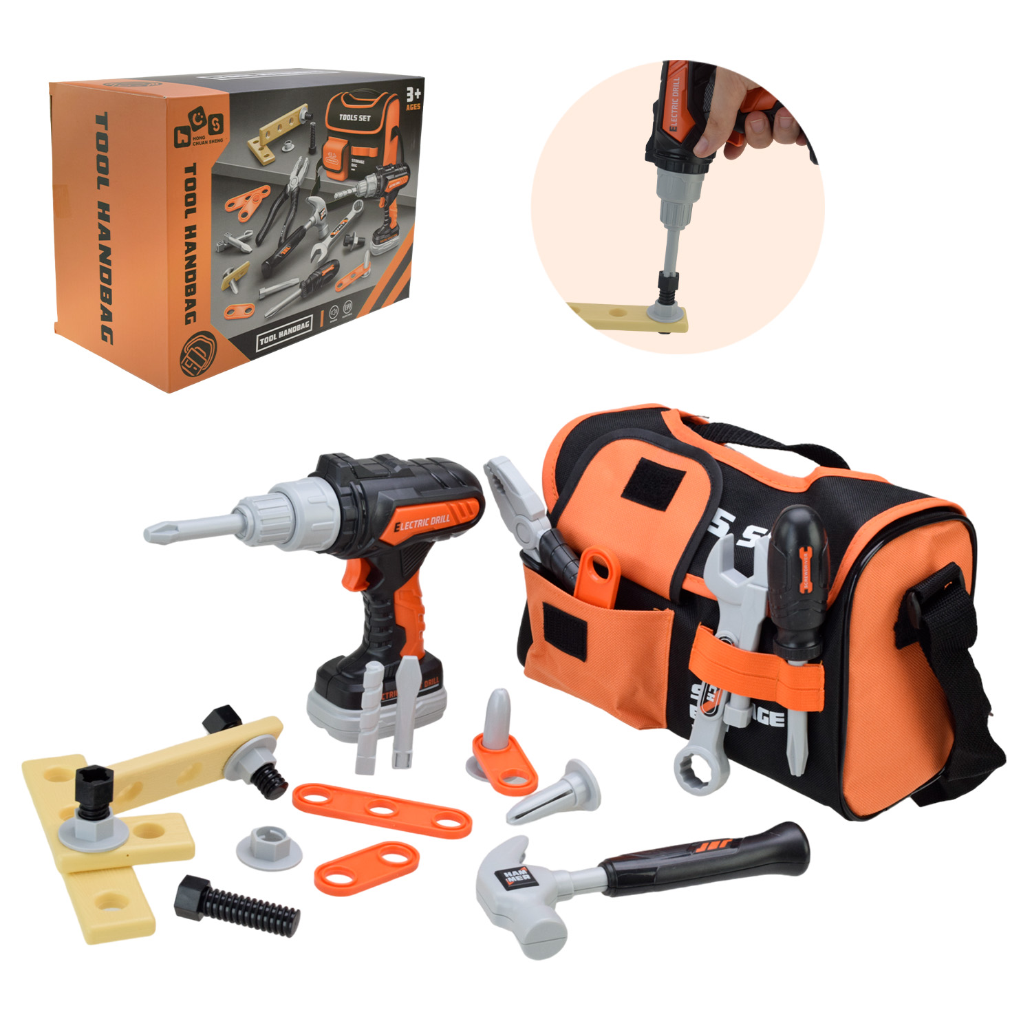 Набір інструментів арт. 778-74 (48шт/2) батар. звук, 25 елементів в сумці для зберігання, дриль на батар. та інше короб. 23,8*17*12см