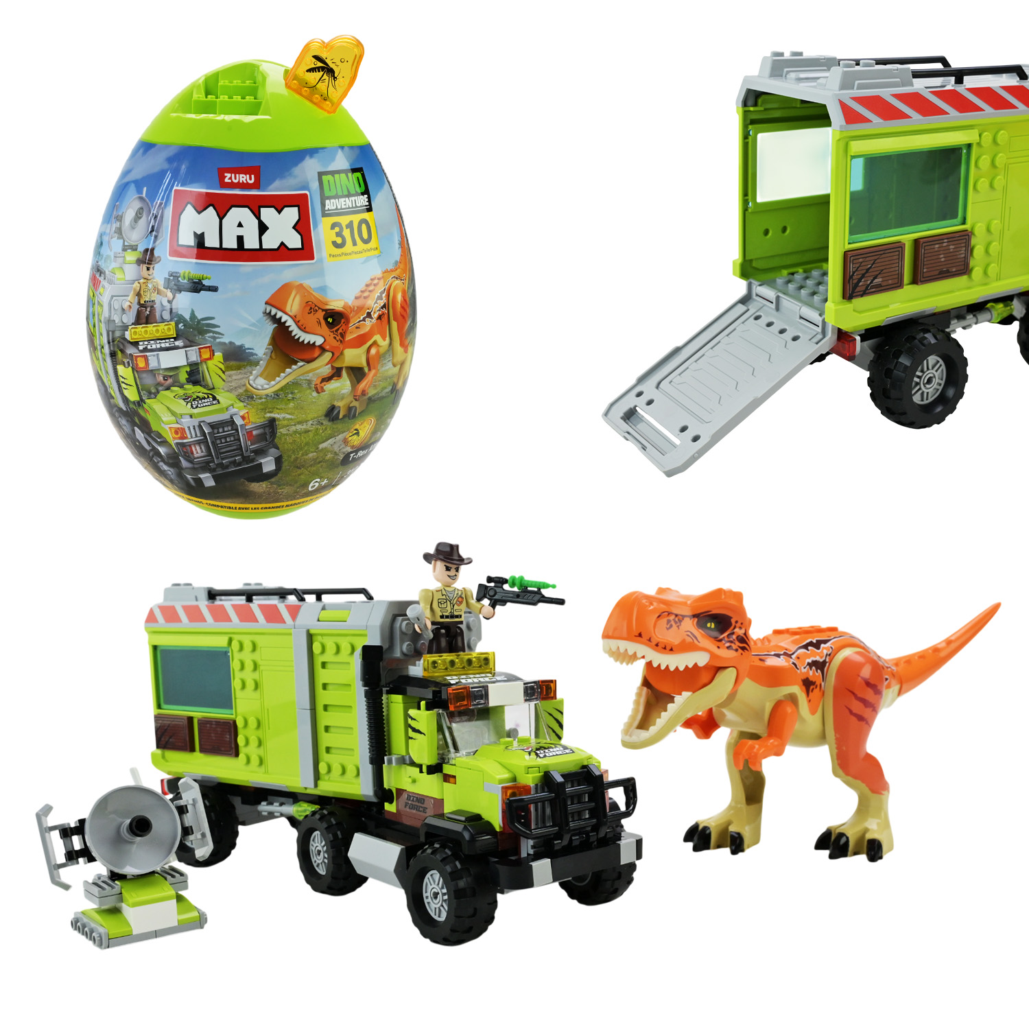 Конструктор Zuru MAX Dino Adventure, арт. 831155 (6 шт) 310 дет., у капсулі 20*15*33см