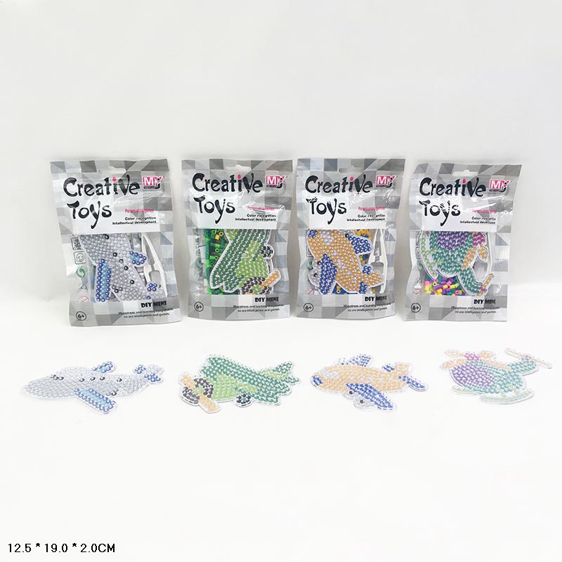 Термомозаїка арт. CT-0023L (360шт/2) повітряний транспорт, 4 види мікс, в наборі пінцет, картинка/основа, пакет 12,5*19*2см