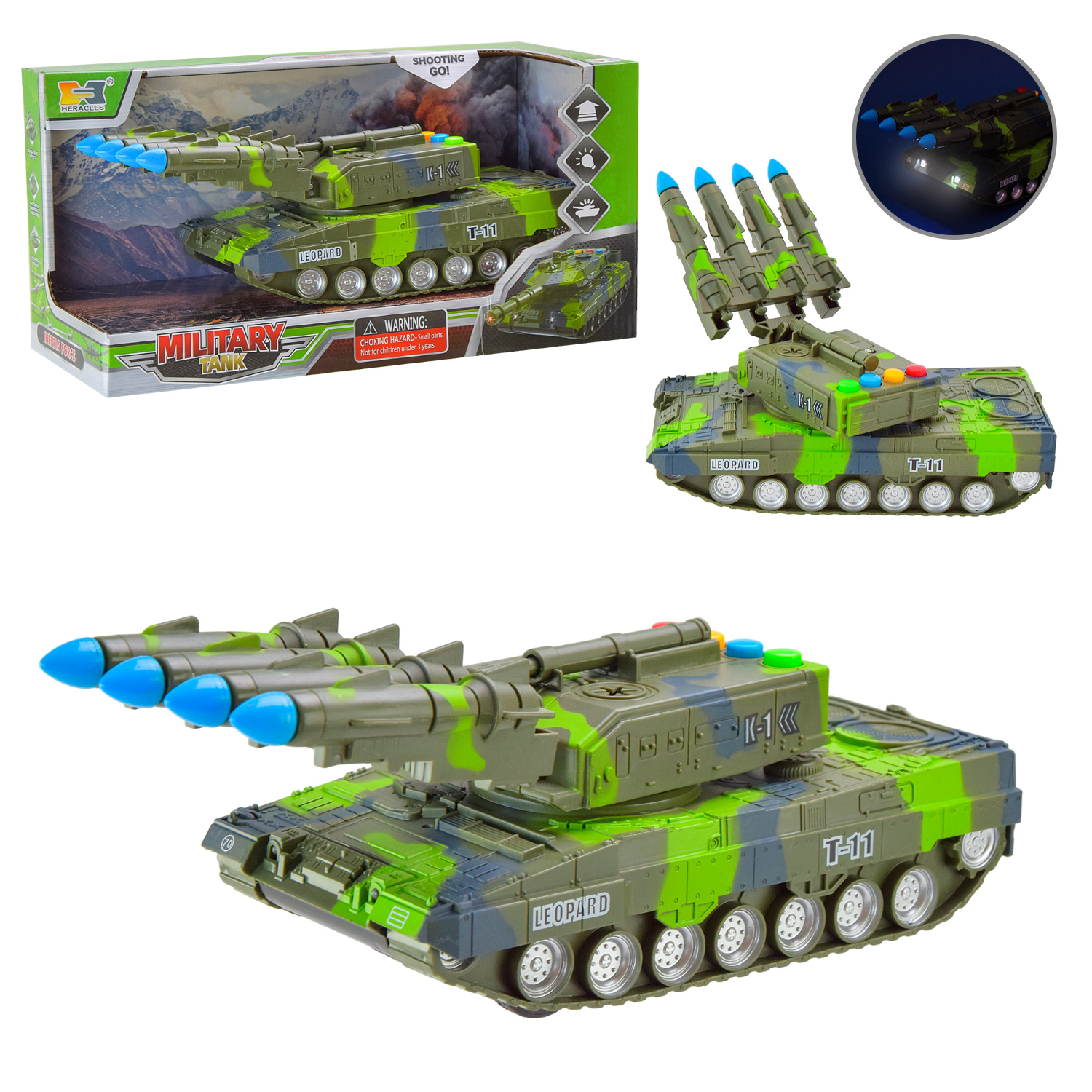 Танк арт. HS8012B (24шт) батар. світло, короб. 31*13,5*15,5см