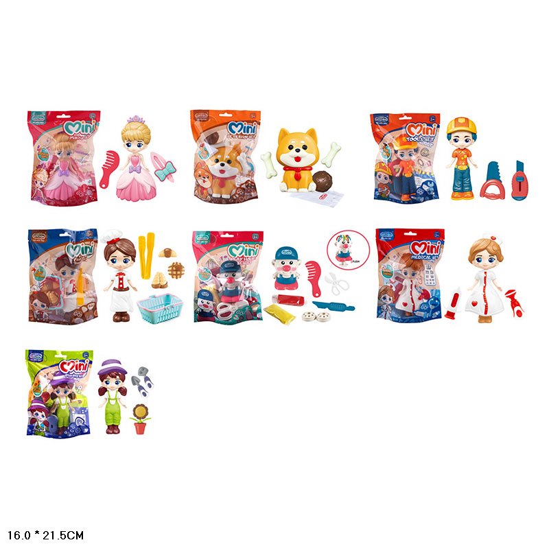 Лялька арт. 623-280/1/2/3/4/5/6 (336шт/2)  мікс видів, професії пакет 16*27см