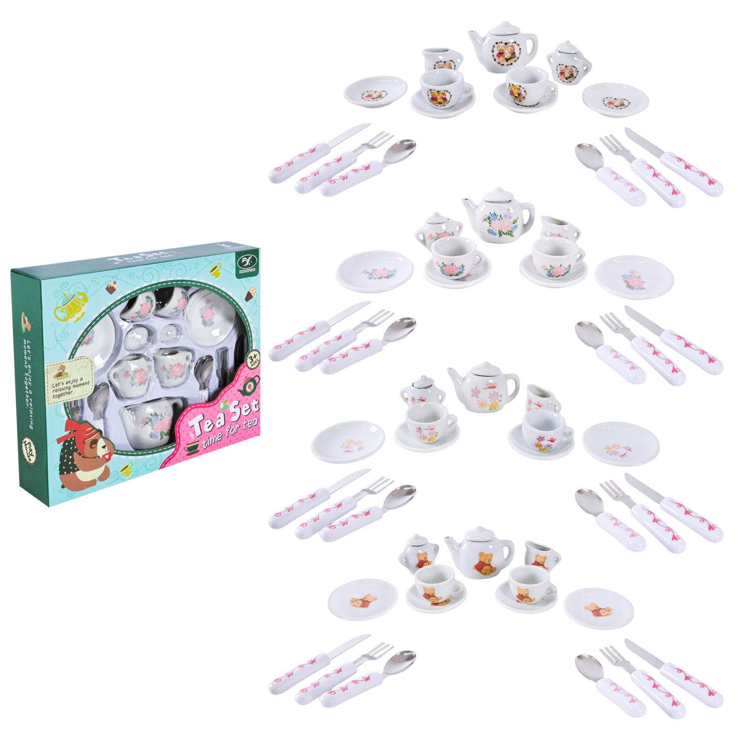 Посуд арт. 868-E6 (96шт/2) фарфор, чайний набір, акес короб. 23*18*5см