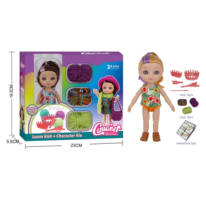 Лялька арт. KQ176 (96шт/2)  з набором для в'язання одягу, нитки, станок для в'язання, аксес короб. 20*5,5*23см