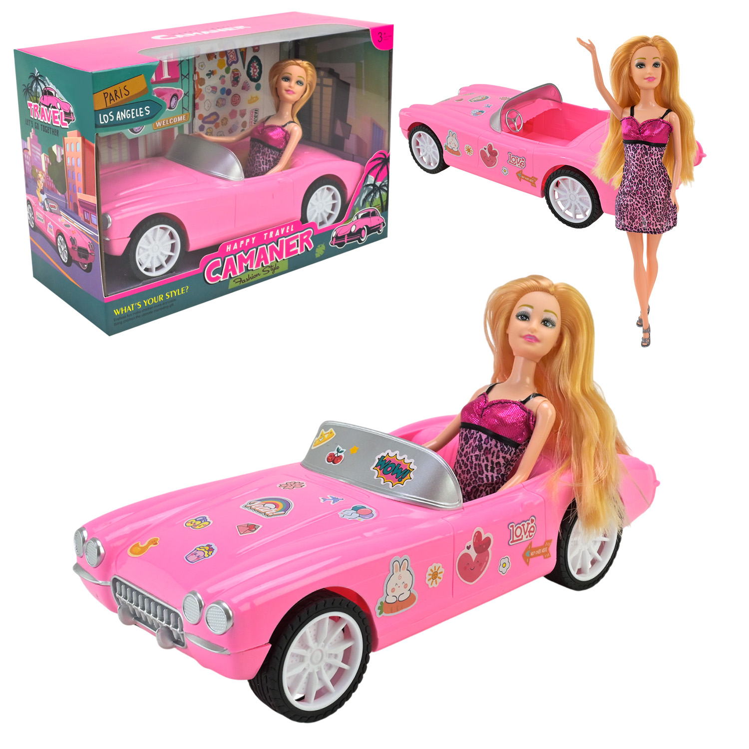 Транспорт для ляльок арт. KQ196 (36шт/2)  лялька типу Барбі, наліпки для прикрашання авто короб. 34*14,5*23 см