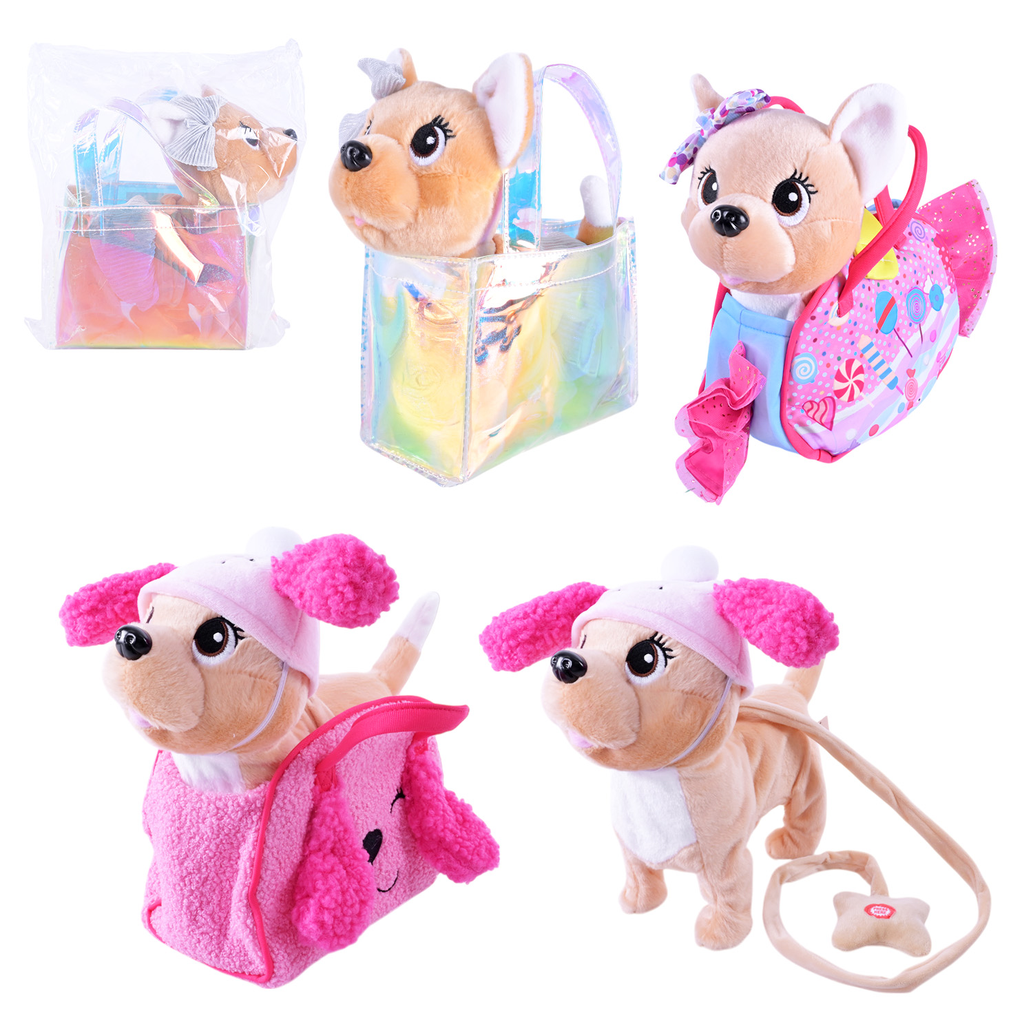 М'яка інтерактивна арт. C2201 (40шт/2) музична собачка на повідку 29х12х28 см,3 види сумка 20х12х27 см