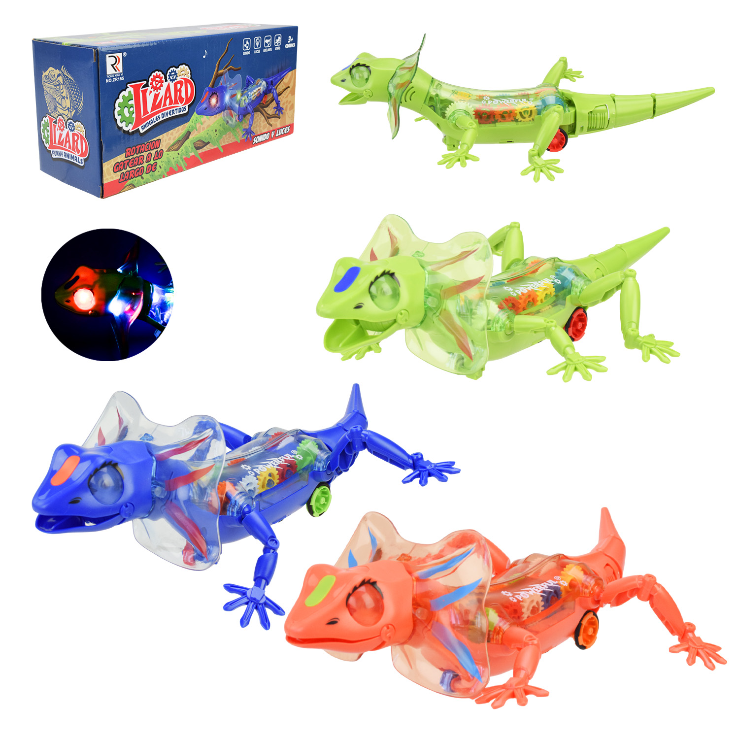 Тварина муз. ящірка арт. ZR155 (72шт/2) світ., звук, прозорий корпус, короб. 26,8*9,4*12см