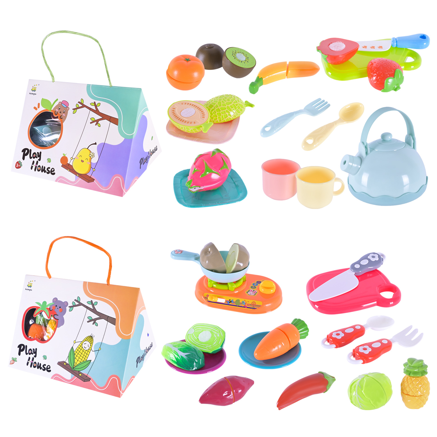 Продукти набір арт. 228E30 (48шт/2)   мікс видів, овочі, фрукти, аксес короб. 25*11*5 см