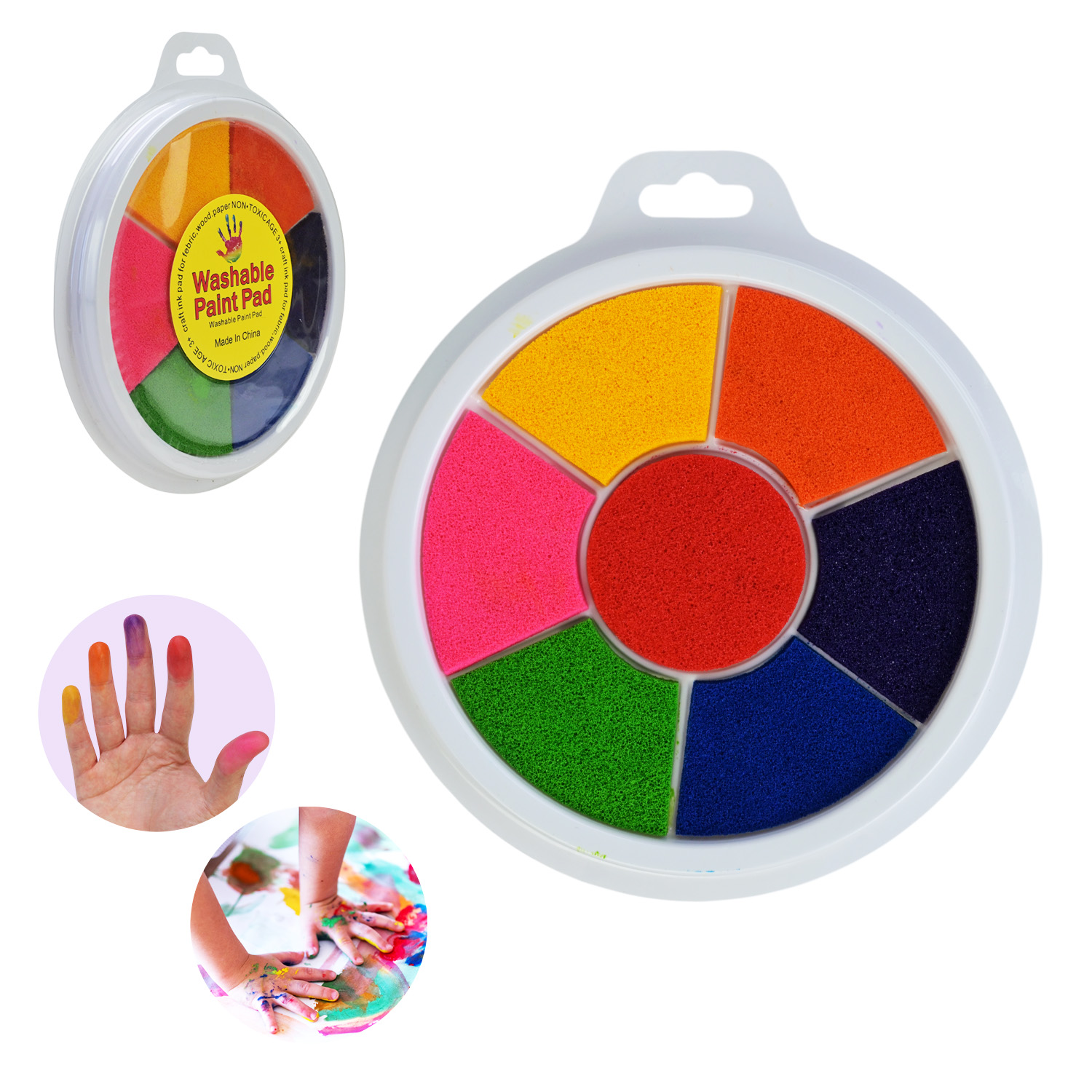 Набір для творчого малювання арт.CE150418 (200шт) пальчикові фарби 6 кольорів, діаметр 18см