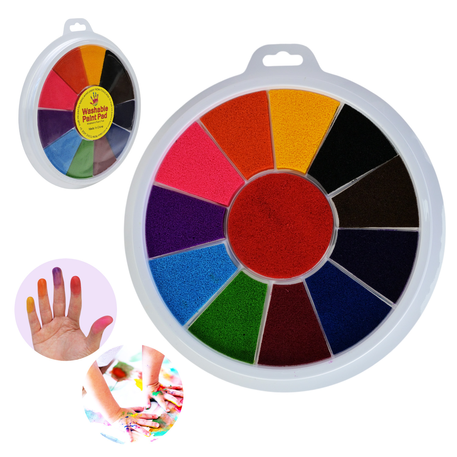 Набір для творчого малювання арт.CE150419 (100шт) пальчикові фарби 12 кольорів, діаметр 22 см
