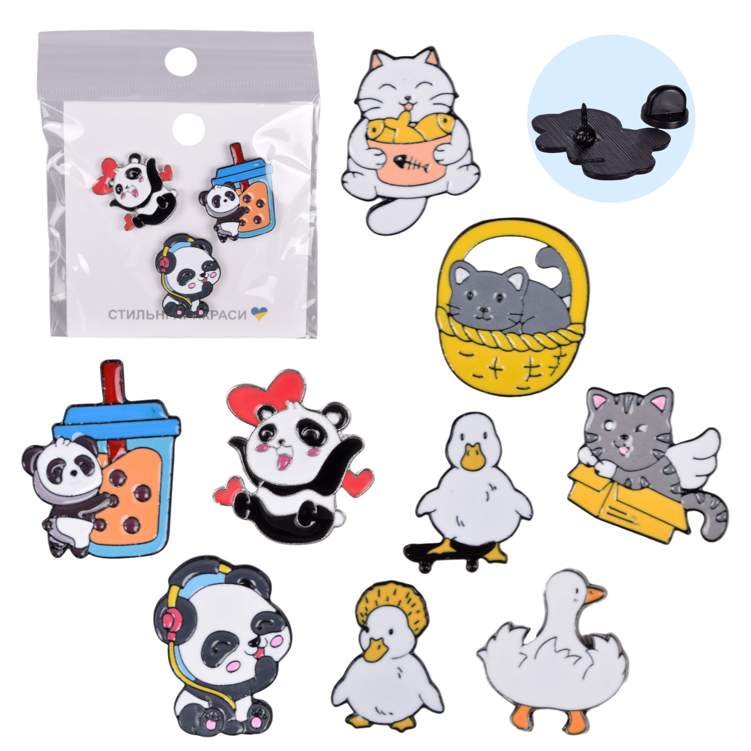 Набір аксесуари для дівчат арт. CN-117 (100шт)  мікс видів, значки-піни, ціна за планшетку планш. 8*8см
