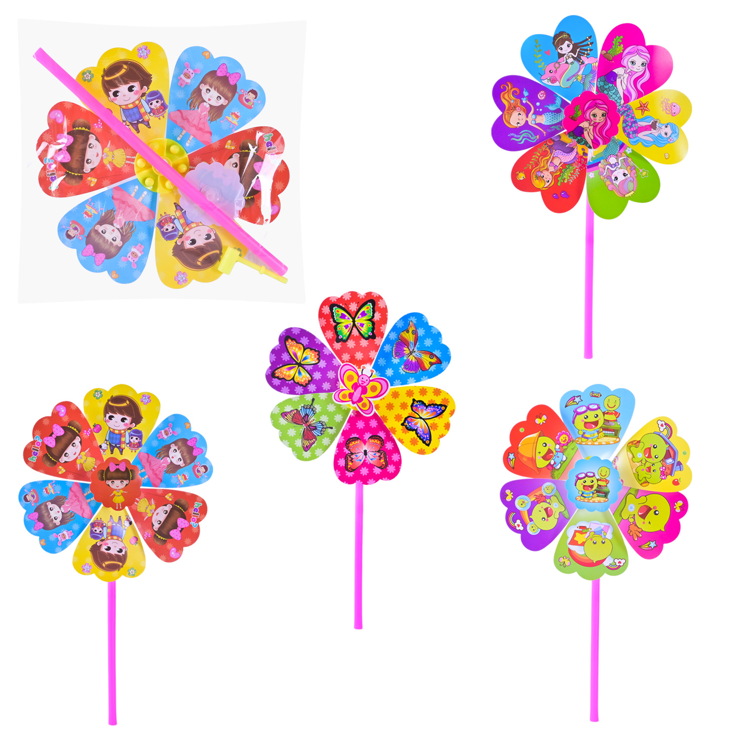 Вітрячок арт. V2451 (500шт) 22 см, 4 кольори пакет.