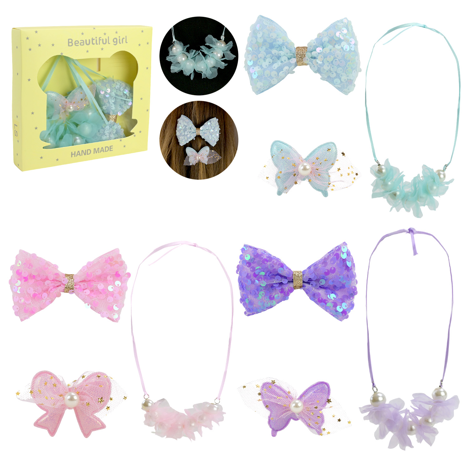 Аксесуари для дівчат арт. CN301 (300шт) намисто, заколки 3 види  короб. 15*15*2