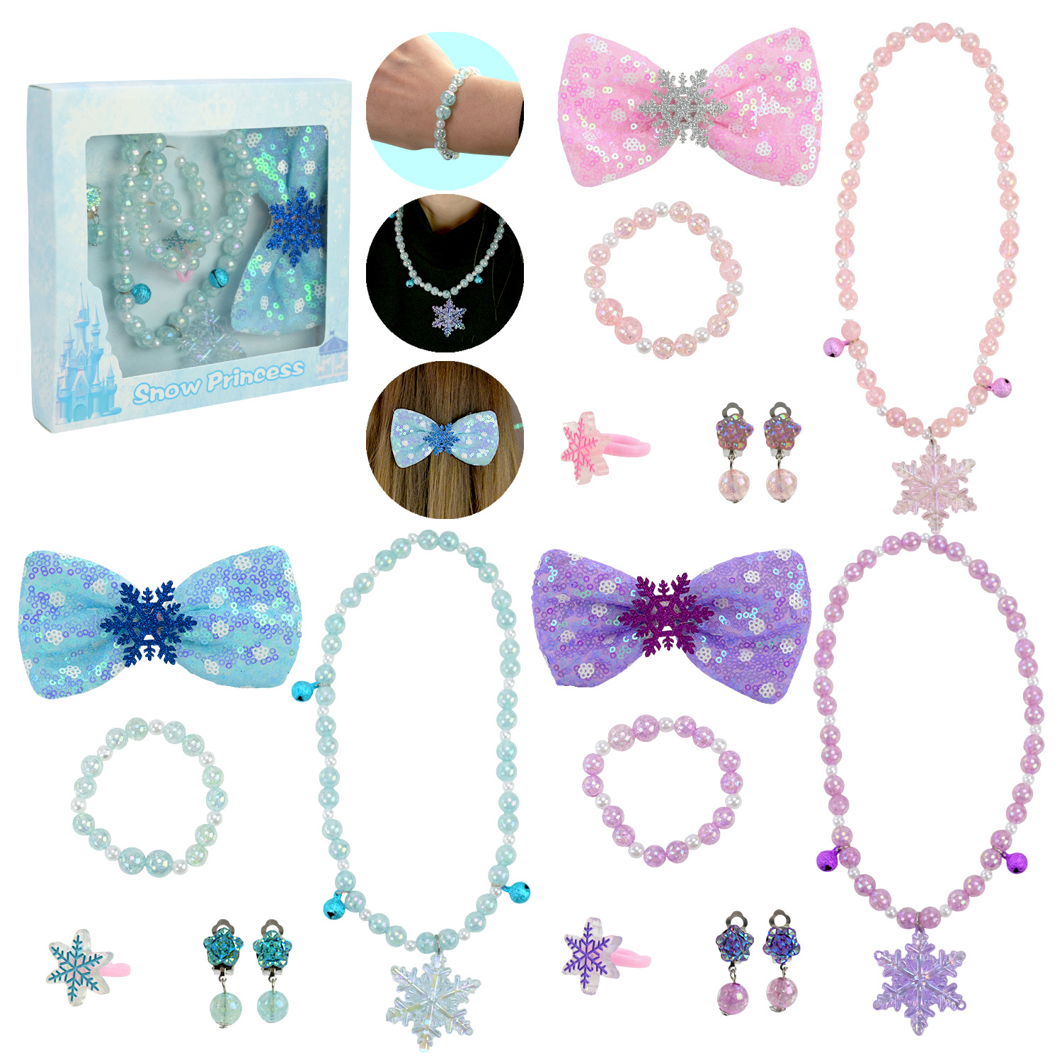 Аксесуари для дівчат арт. CN302 (300шт) 3 види намисто, заколки  короб. 15*15*2