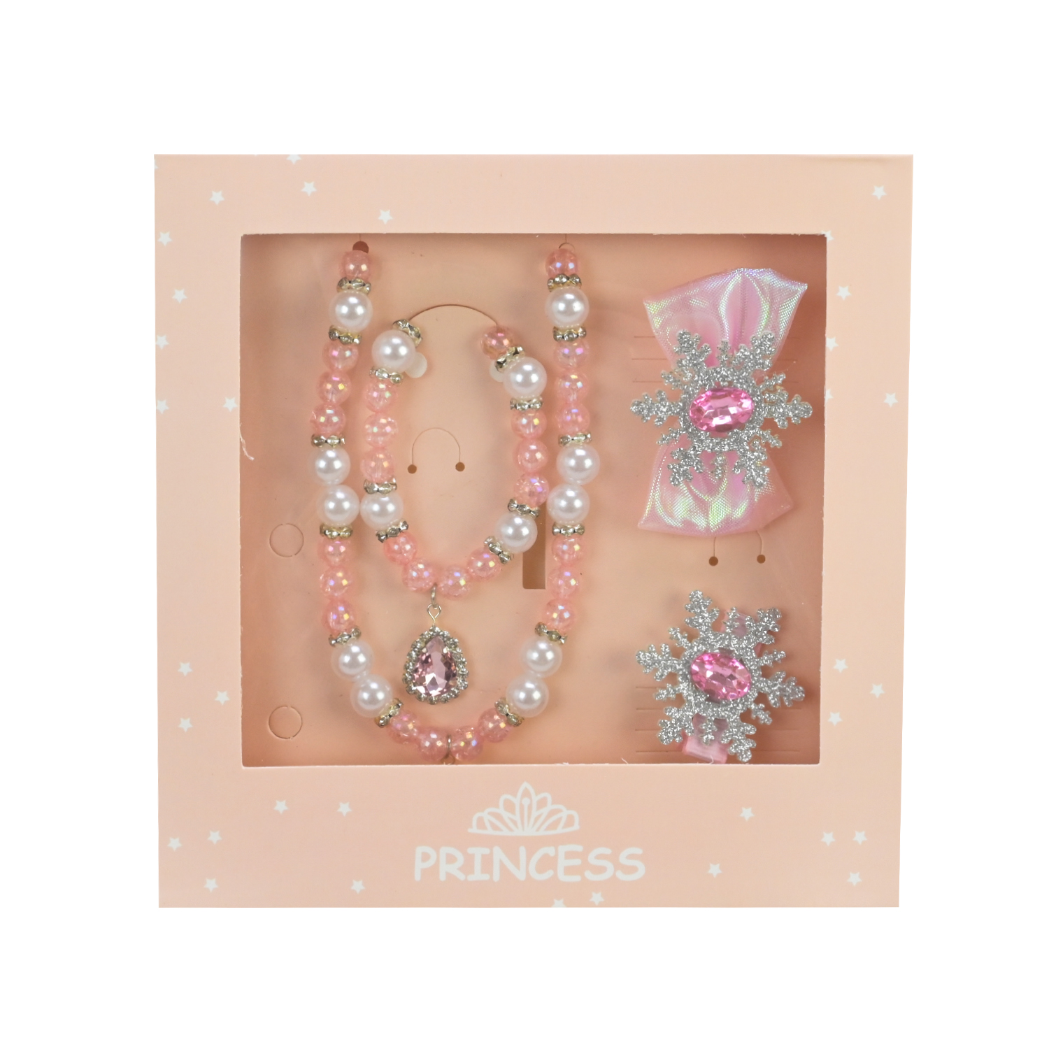 Аксесуари для дівчат арт. CN303 (300шт) 3 кольори намисто, заколки короб. 15*15*2