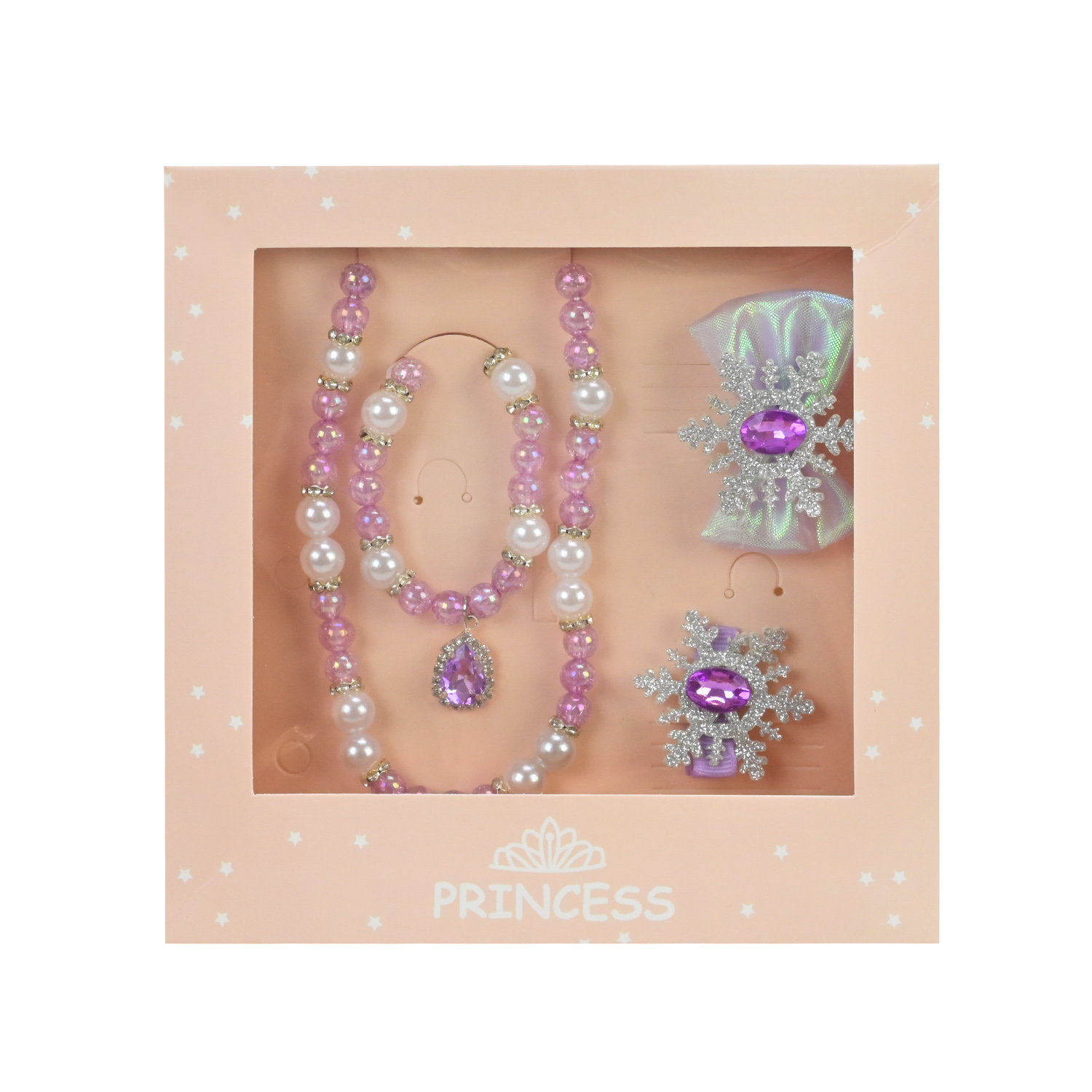 Аксесуари для дівчат арт. CN303 (300шт) 3 кольори намисто, заколки короб. 15*15*2